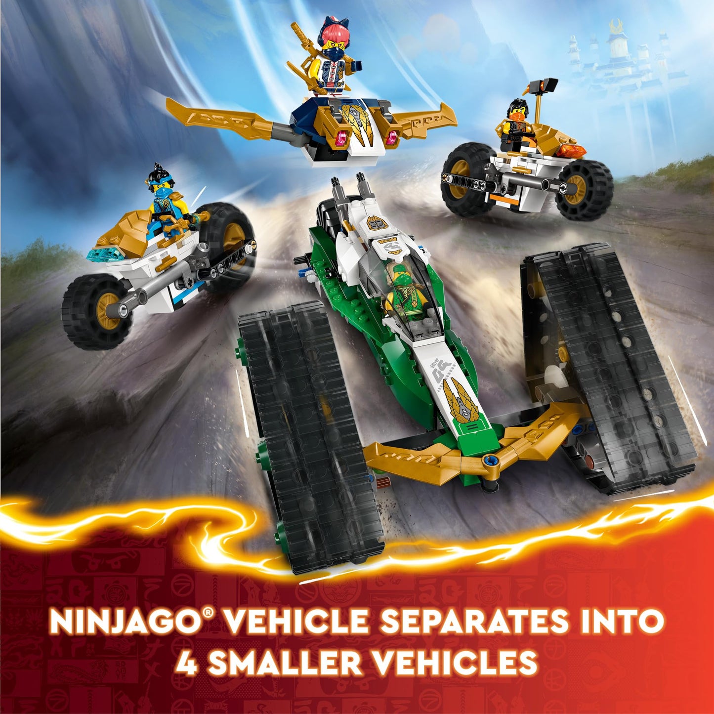 LEGO NINJAGO Ninja Team Combo Vehicle 4-in-1 Playset (71820) – 6 Minifigures