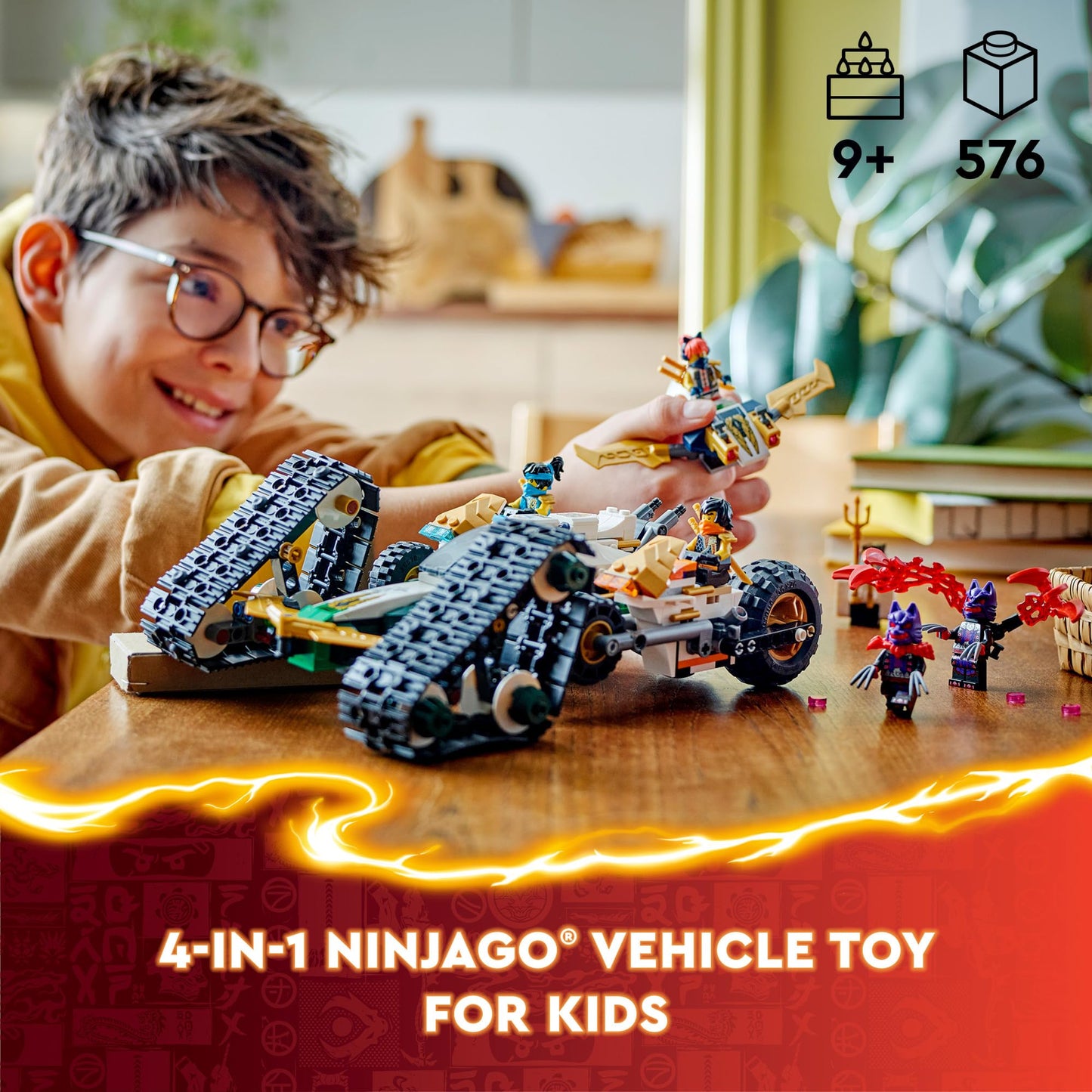 LEGO NINJAGO Ninja Team Combo Vehicle 4-in-1 Playset (71820) – 6 Minifigures