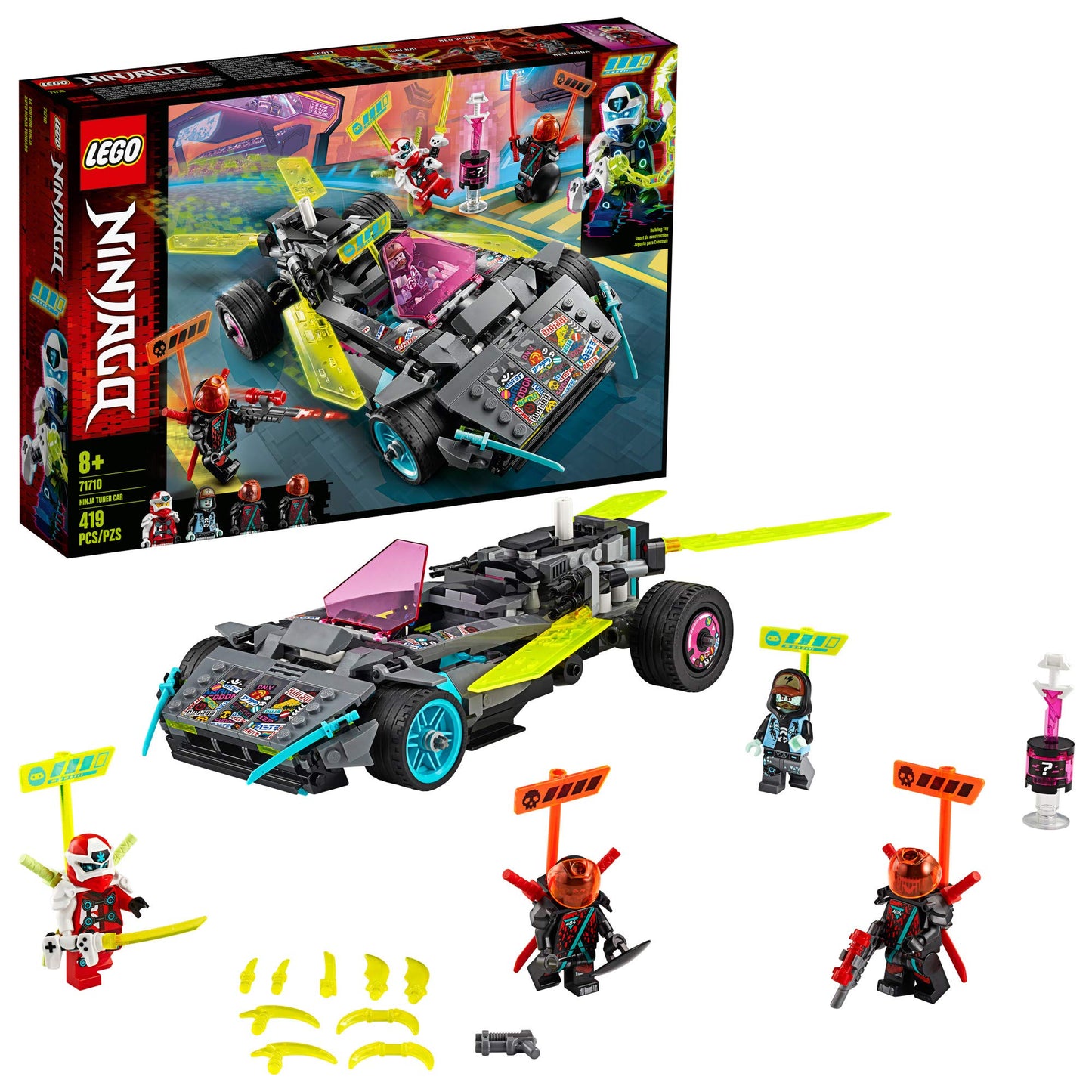 LEGO NINJAGO Ninja Tuner Car 71710 – 419-Piece Building Set for Kids