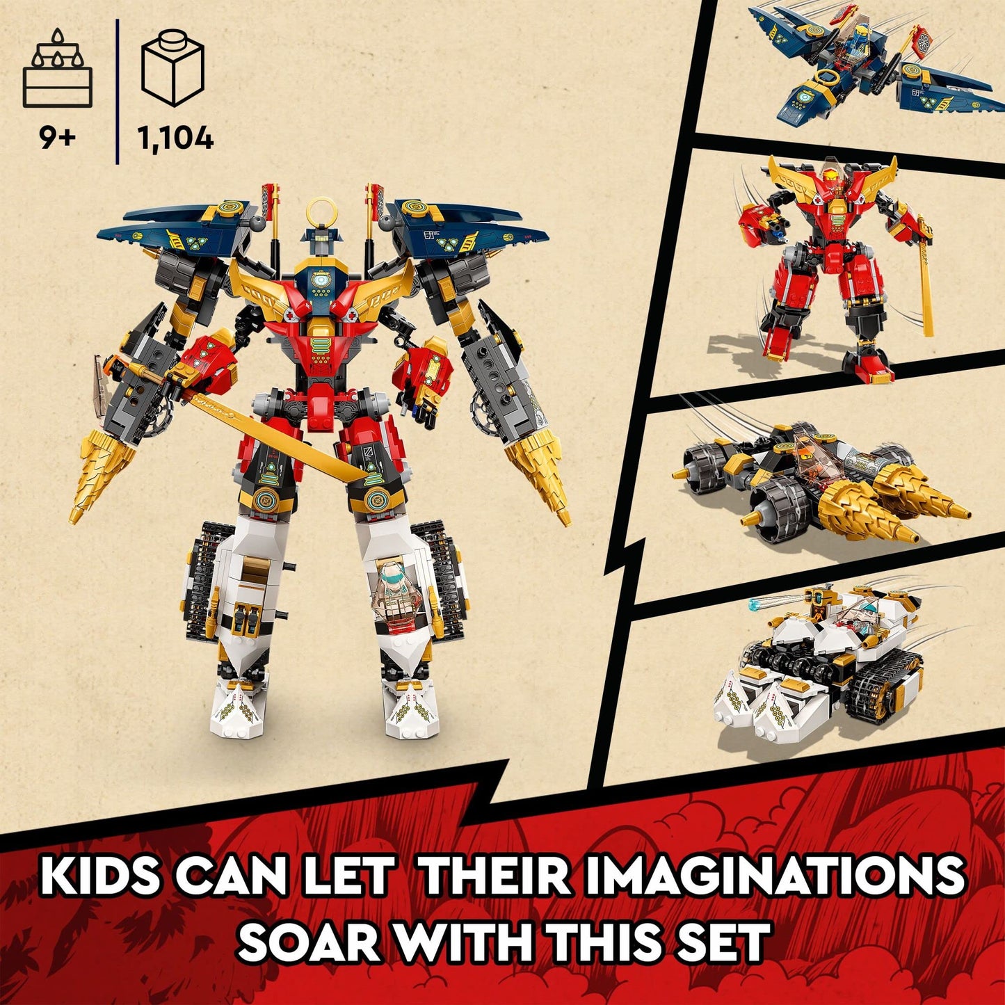 LEGO NINJAGO Ninja Ultra Combo Mech 4-in-1 Set 71765 – 7 Minifigures