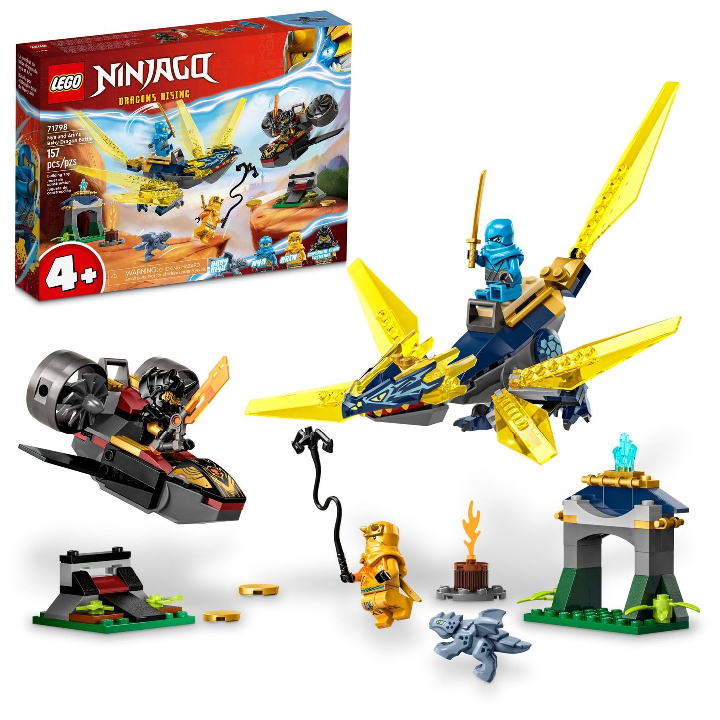 LEGO NINJAGO Nya and Arin Baby Dragon Battle 71798 – Ninja Building Toy (Ages 4+)