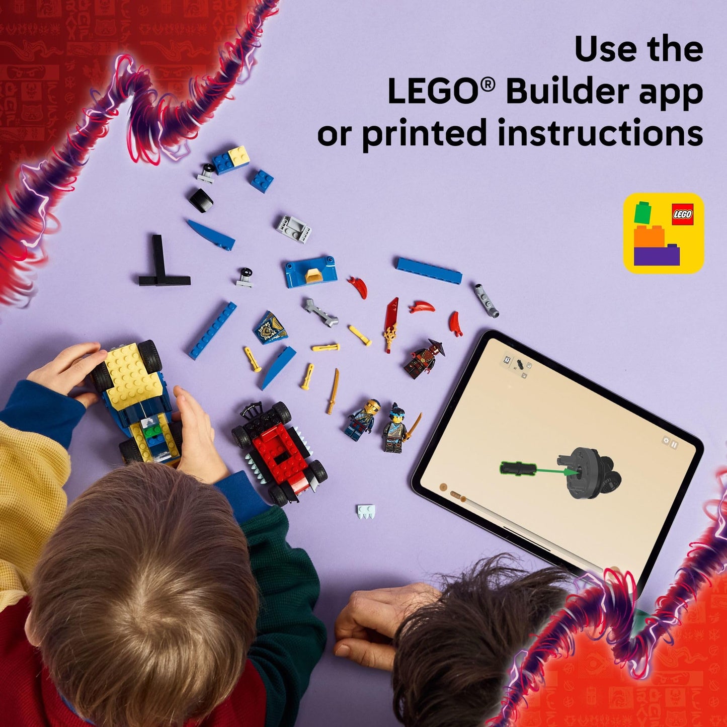 LEGO NINJAGO Rogue vs Drix Race Car Duel (71840) – Preschool Building Toy for 4+