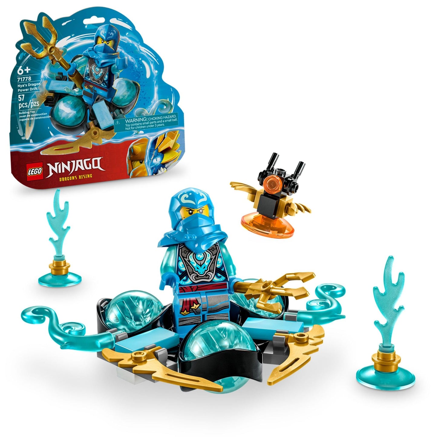 LEGO NINJAGO Nya's Dragon Power Spinjitzu Drift 71778 – Blue Ninja Toy for 6+