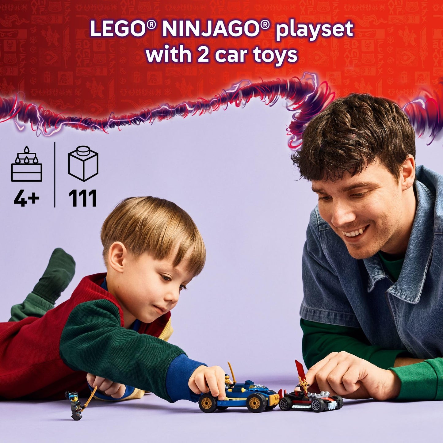 LEGO NINJAGO Rogue vs Drix Race Car Duel (71840) – Preschool Building Toy for 4+