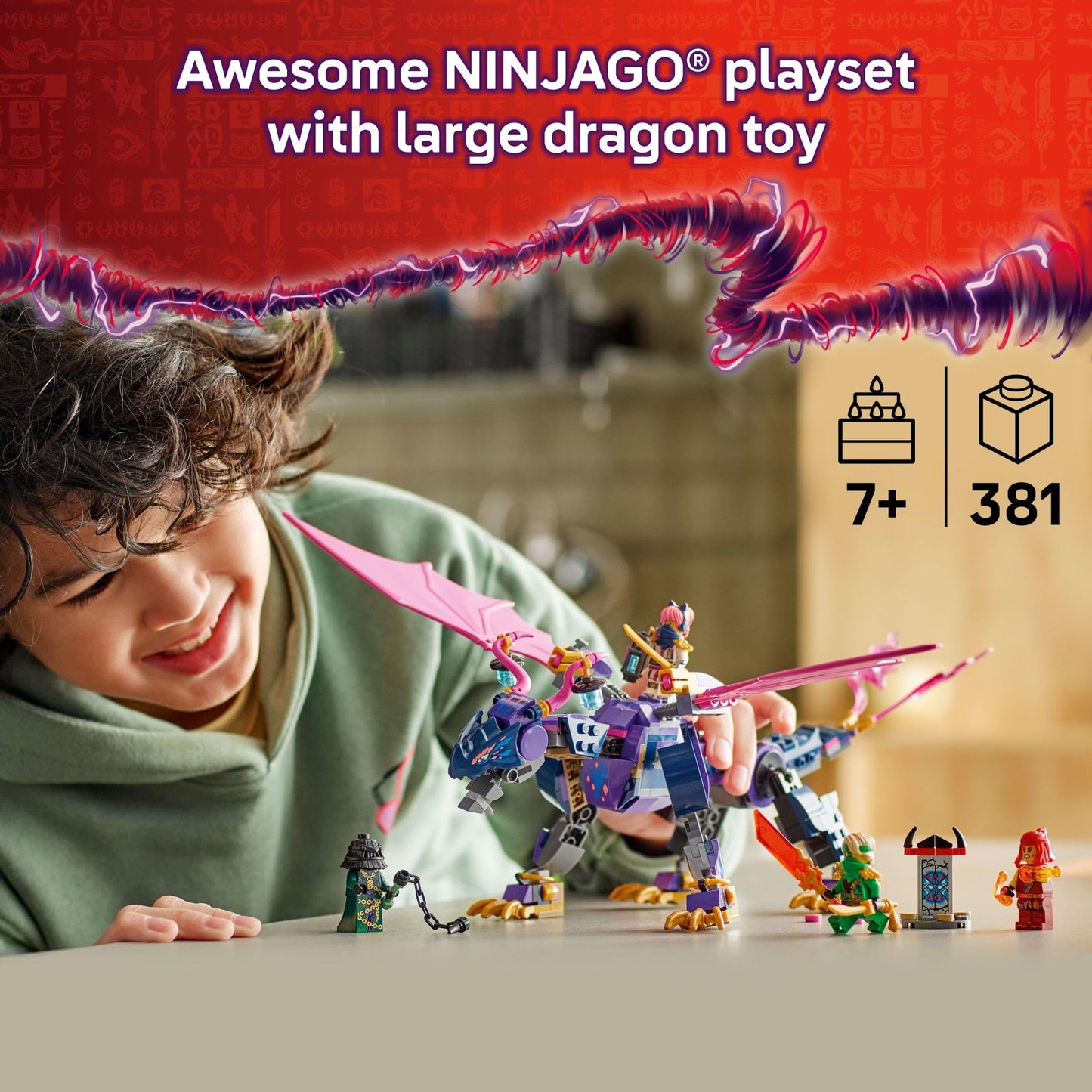 LEGO NINJAGO Rontu Master Dragon 71842 – Dragons Rising Building Kit with 4 Minifigures