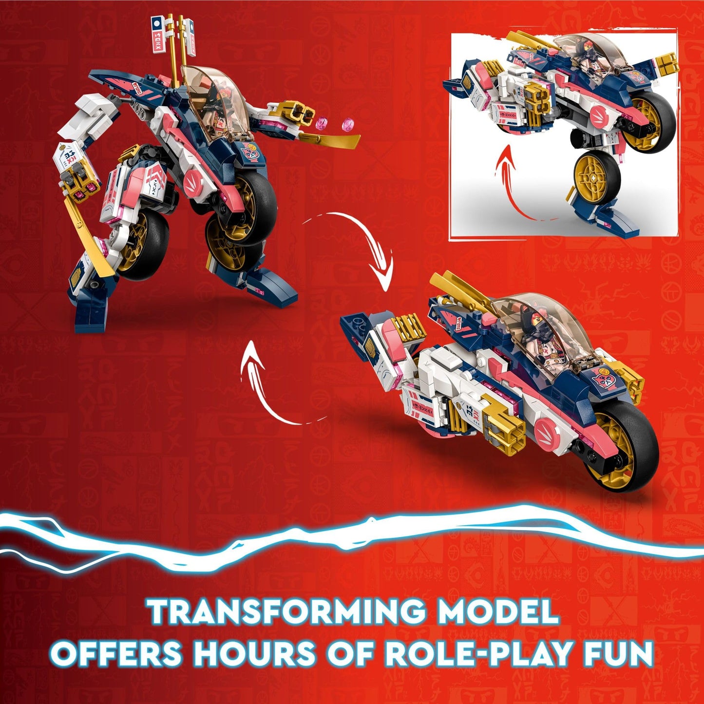 LEGO NINJAGO Sora’s Transforming Mech Bike Racer (71792) – 384-Piece Building Toy for Kids Aged 8+