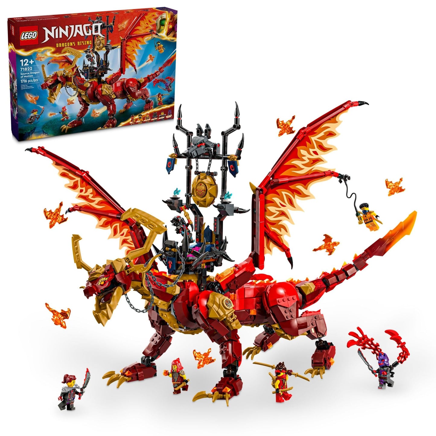 LEGO NINJAGO Source Dragon of Motion 71822 – Big Dragon Playset with 6 Minifigures