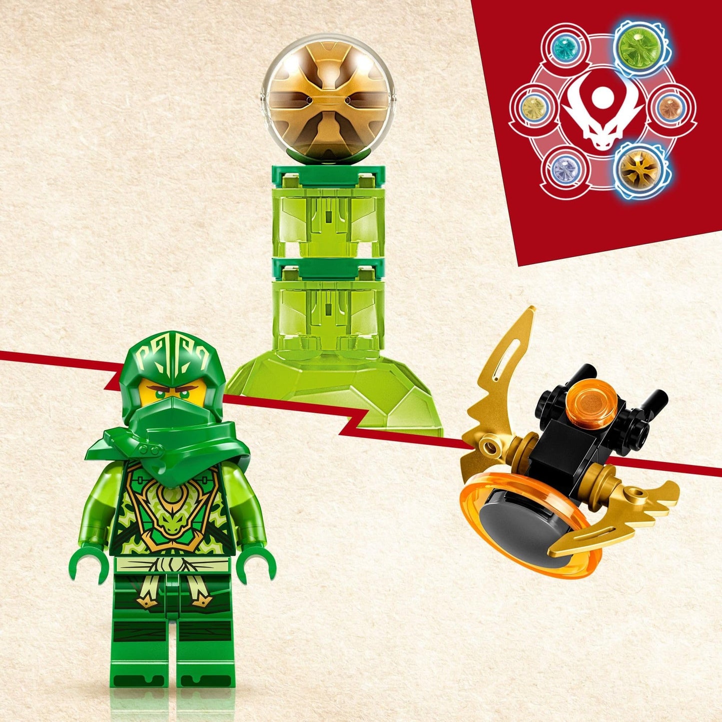 LEGO NINJAGO Lloyd's Dragon Power Spinjitzu Spin 71779 – Green Spinning Building Toy