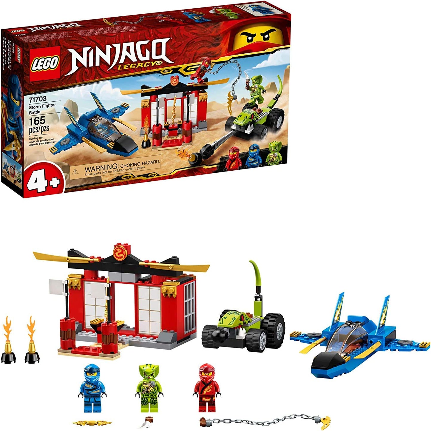 LEGO NINJAGO Legacy Storm Fighter Battle 71703 | 165-Piece Ninja Playset with Kai, Jay & Jail Temple