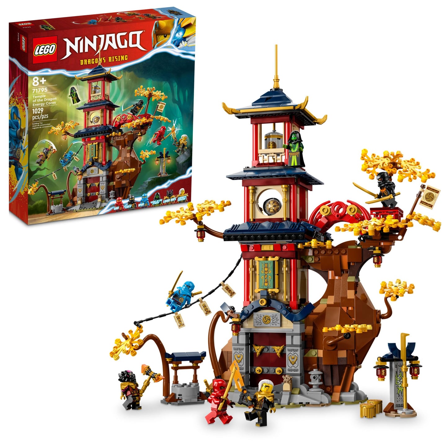 LEGO NINJAGO Temple of the Dragon Energy Cores 71795 | 1,029-Piece Ninja Temple Playset with 6 Minifigures