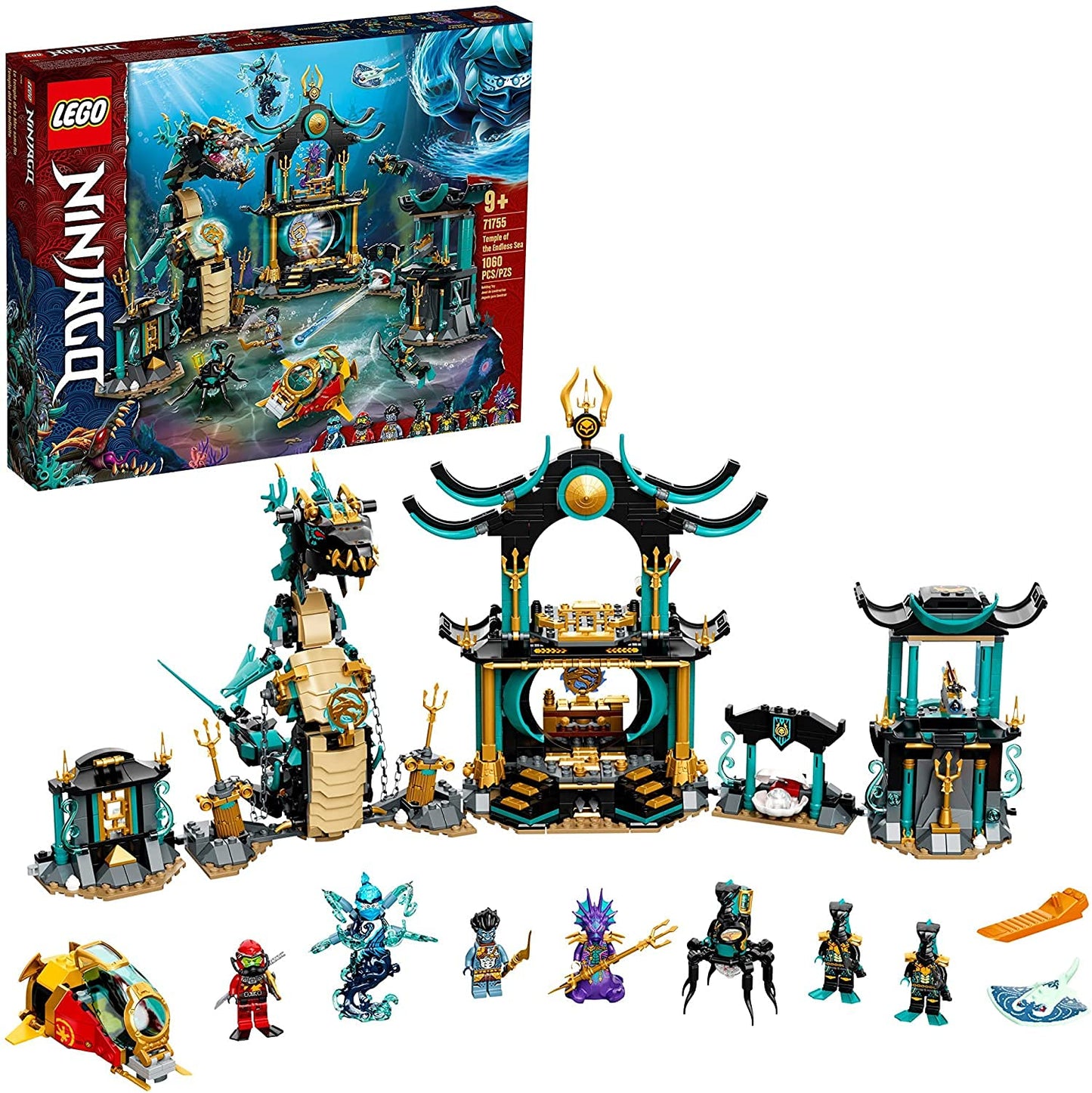 LEGO NINJAGO Temple of the Endless Sea 71755 Building Kit – Underwater Ninja Adventure (1,060 Pieces)