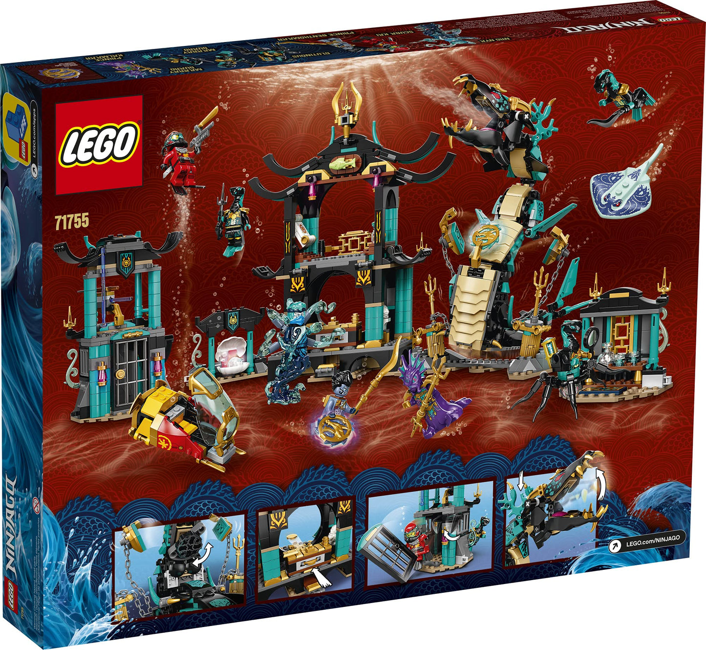 LEGO NINJAGO Temple of the Endless Sea 71755 Building Kit – Underwater Playset with Kai, Wojira, 1,060 Pieces
