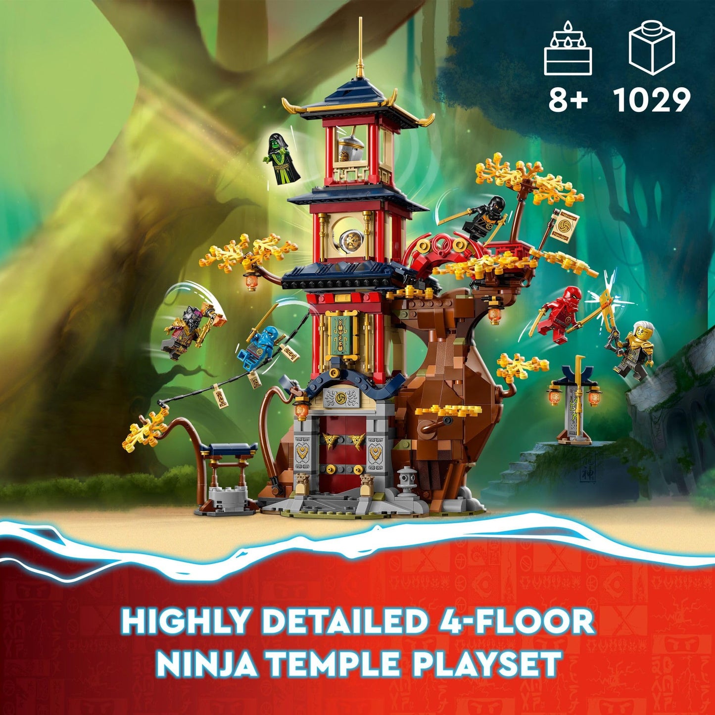LEGO NINJAGO Temple of the Dragon Energy Cores 71795 | 1,029-Piece Ninja Temple Playset with 6 Minifigures