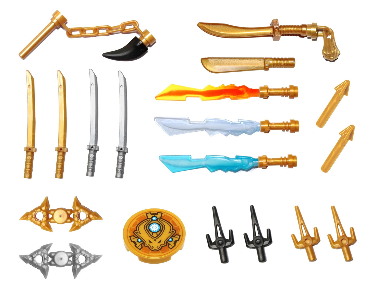 LEGO NINJAGO Weapons Pack with Display Stand – 24 Pieces for All Minifigures