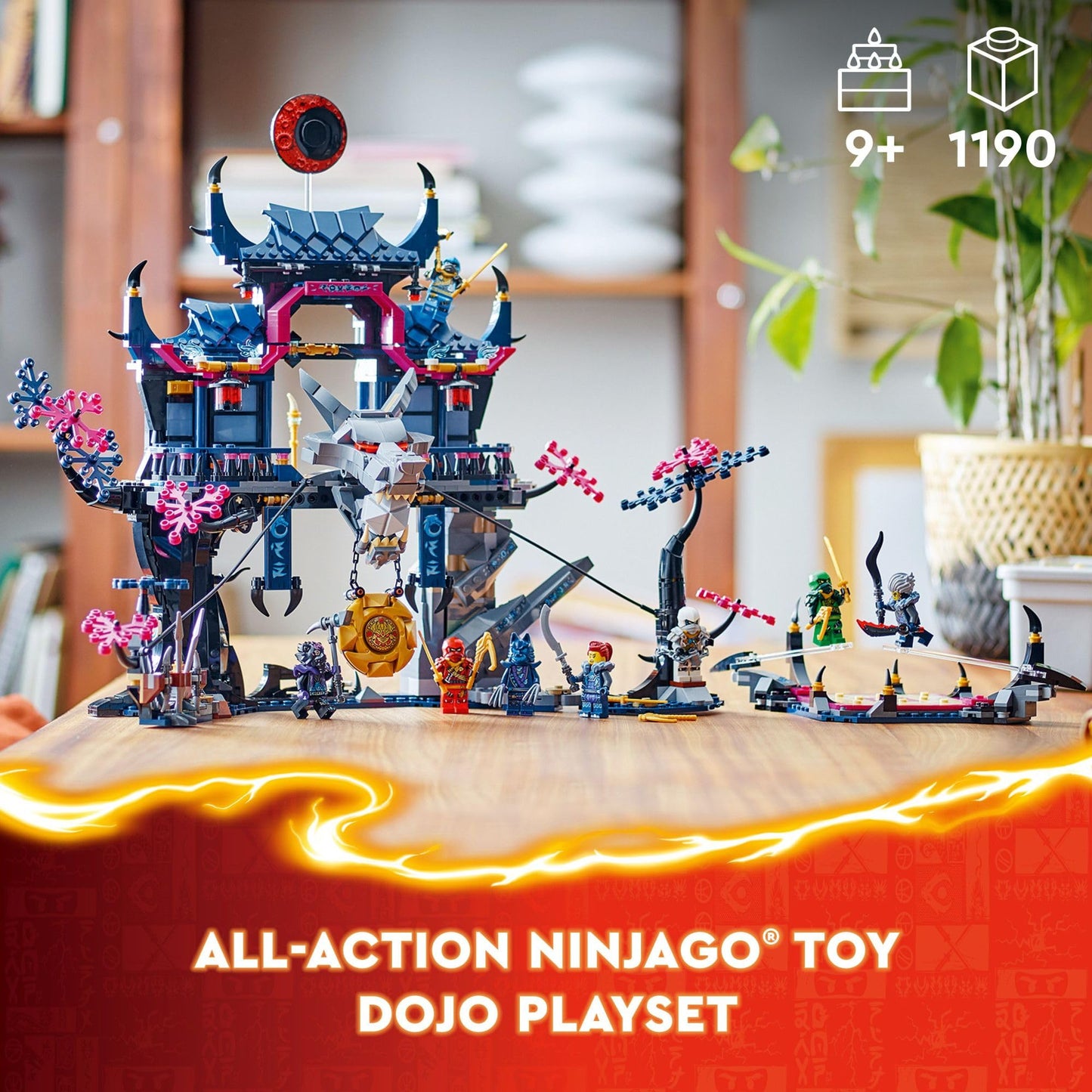 LEGO Ninjago Wolf Mask Shadow Dojo 71813 – 1,190-Piece Ninja Building Toy with 8 Minifigures