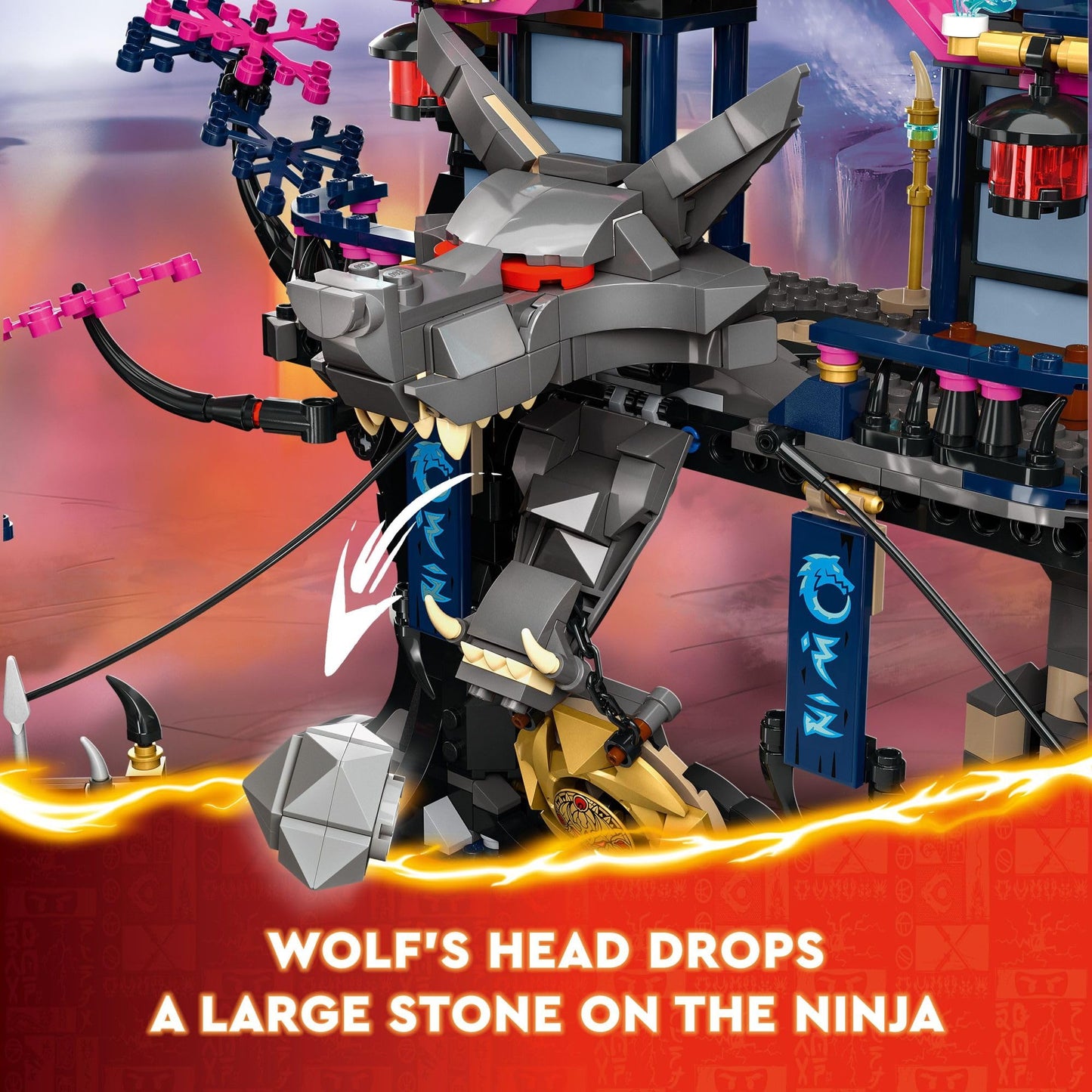 LEGO Ninjago Wolf Mask Shadow Dojo 71813 – 1,190-Piece Ninja Building Toy with 8 Minifigures