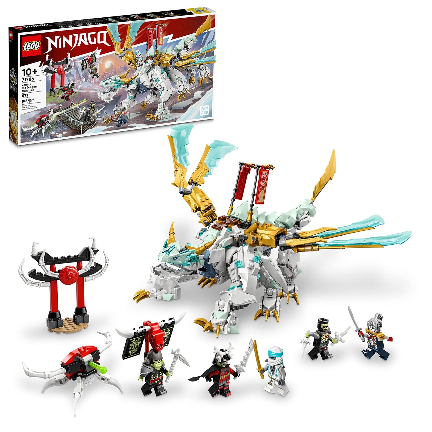LEGO NINJAGO Zane's Ice Dragon Creature 71786 — 2-in-1 Dragon Toy with 5 Minifigures