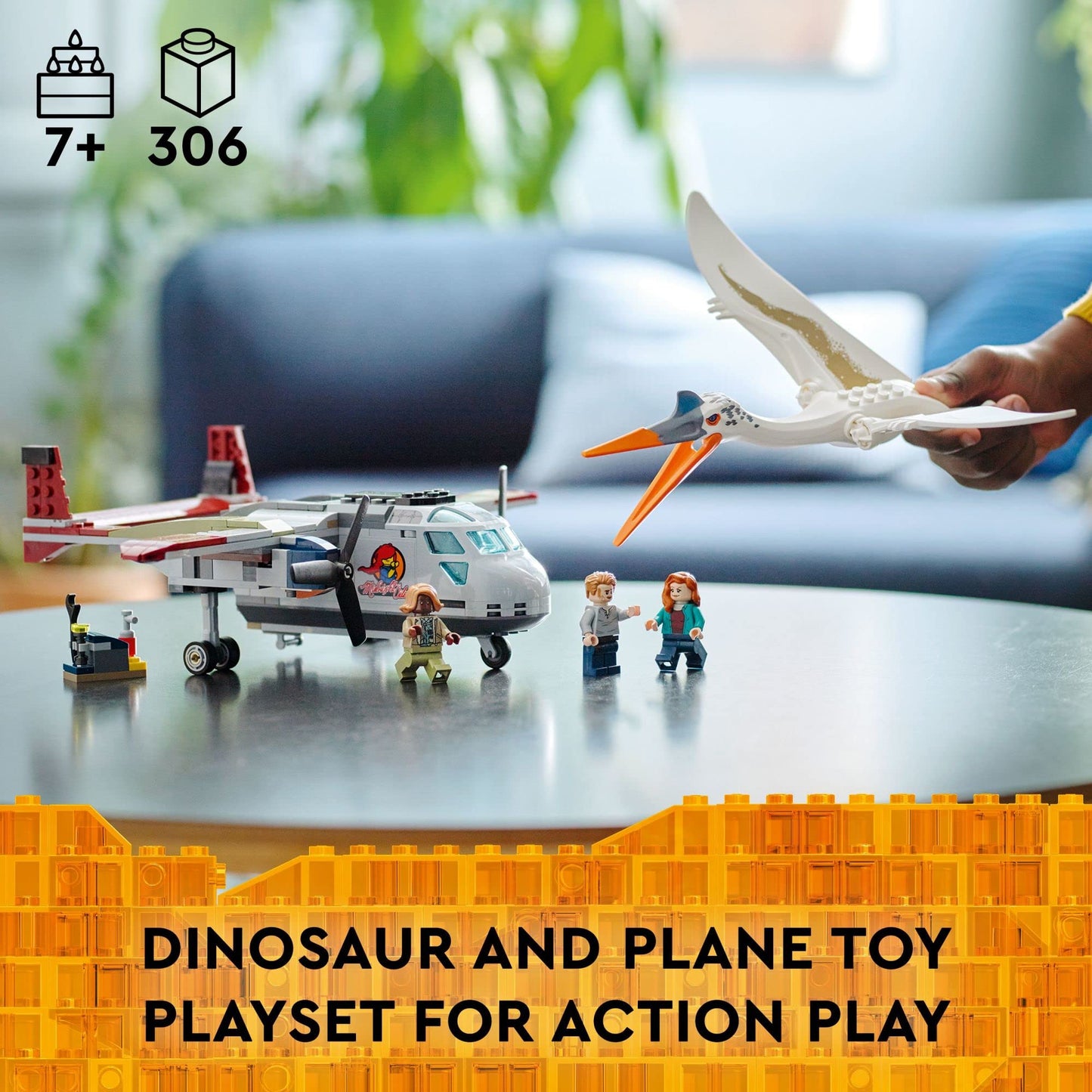 LEGO Jurassic World Quetzalcoatlus Plane Ambush Set 76947 – Dinosaur Toy Figure & Airplane Model