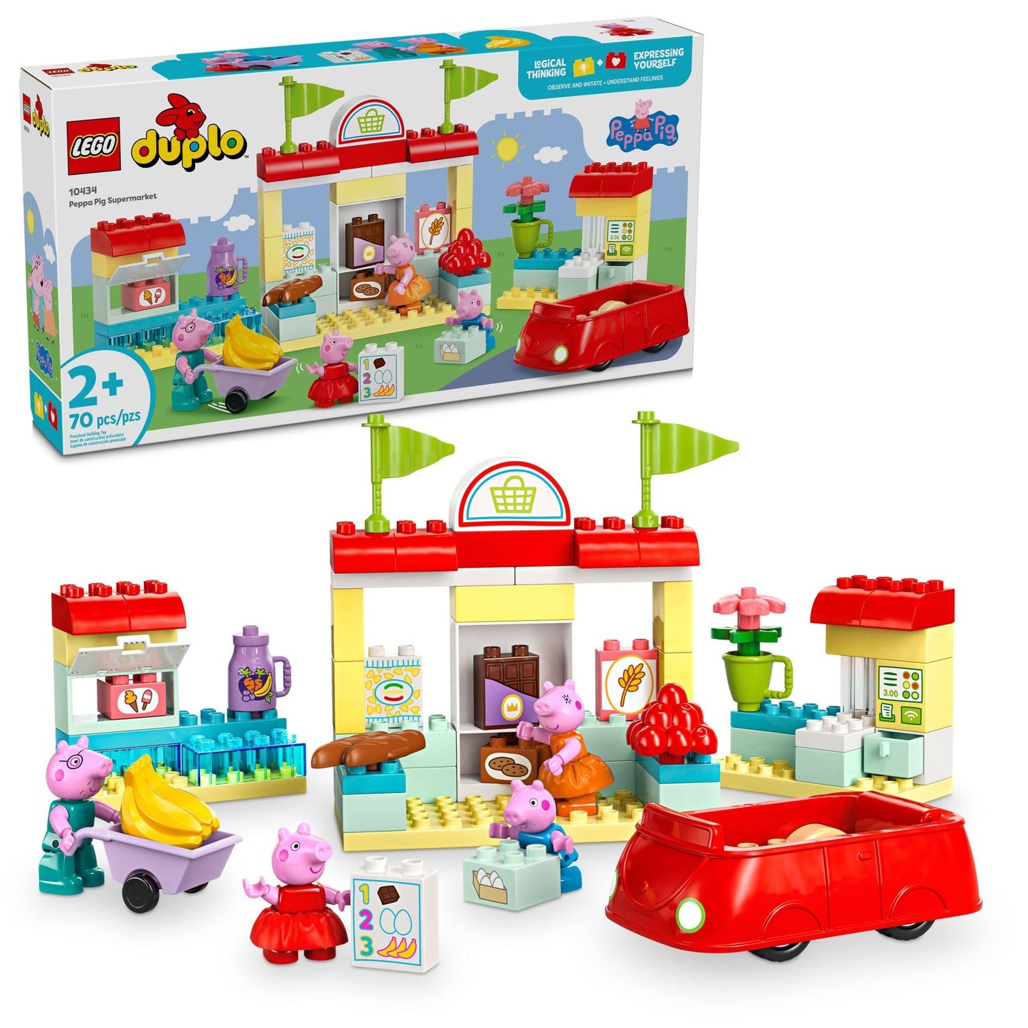 LEGO DUPLO Peppa Pig Supermarket 10434 – Pretend Play Grocery Toy for Preschoolers (Ages 2+)