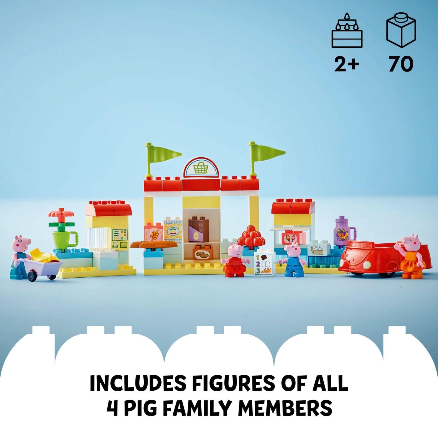 LEGO DUPLO Peppa Pig Supermarket 10434 – Pretend Play Grocery Toy for Preschoolers (Ages 2+)