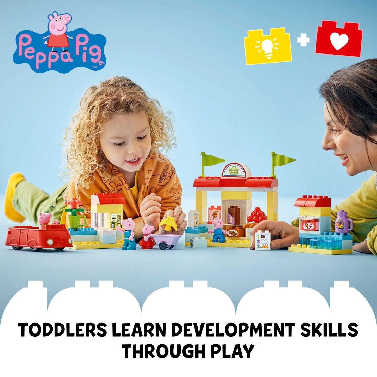 LEGO DUPLO Peppa Pig Supermarket 10434 – Pretend Play Grocery Toy for Preschoolers (Ages 2+)