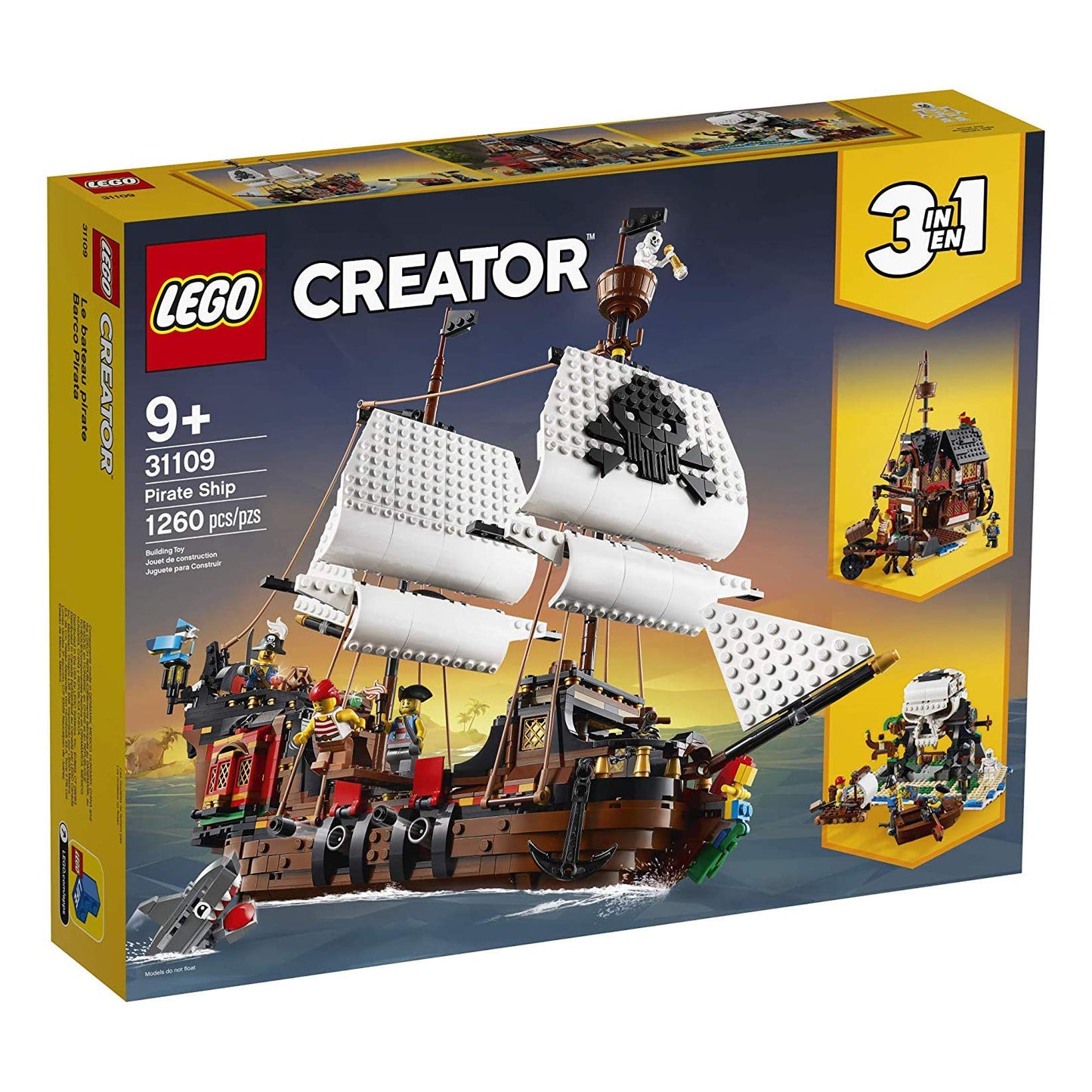 LEGO Creator 3 in 1 Pirate Ship Building Set (31109) – 3 Models in 1