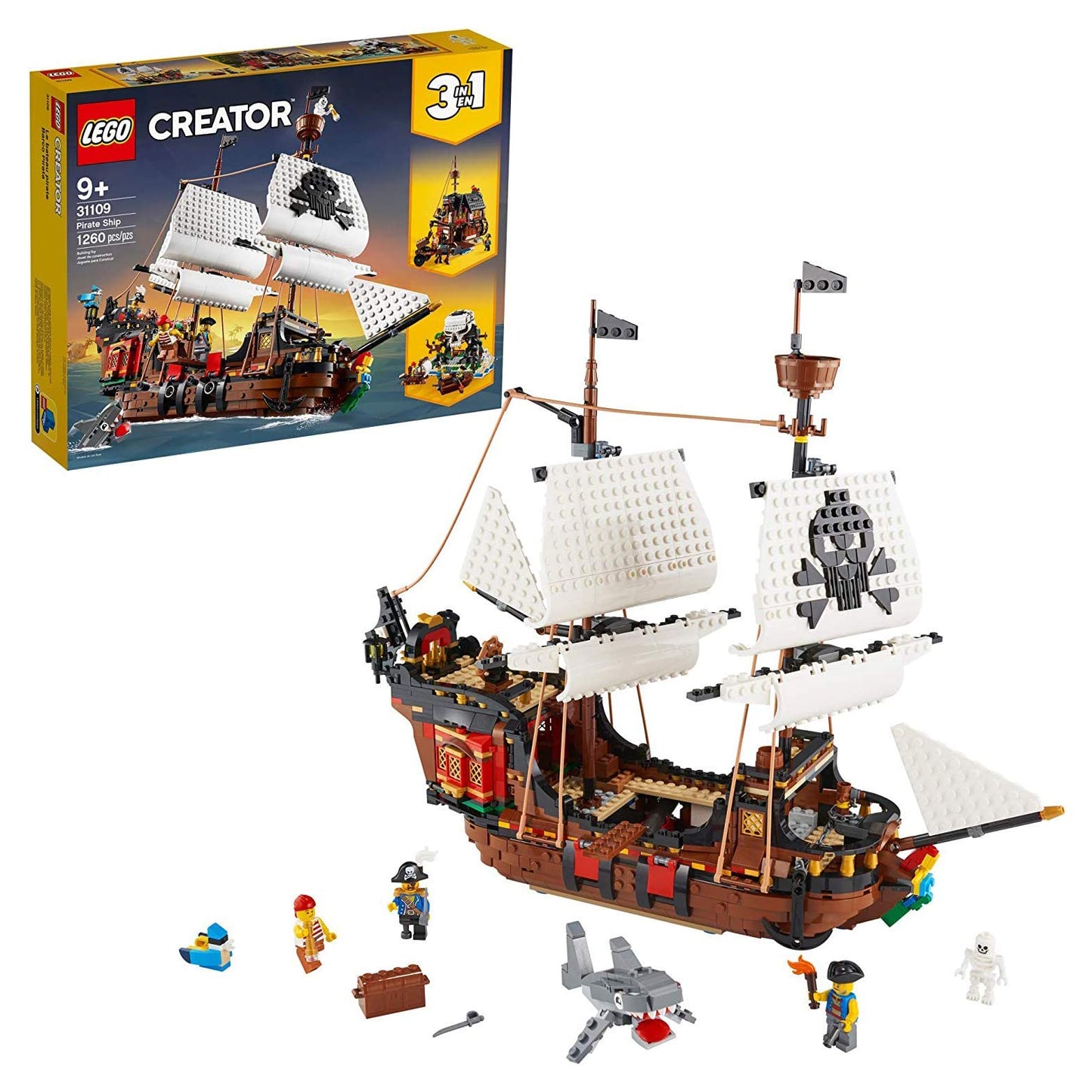 LEGO Creator 3 in 1 Pirate Ship Building Set (31109) – 3 Models in 1