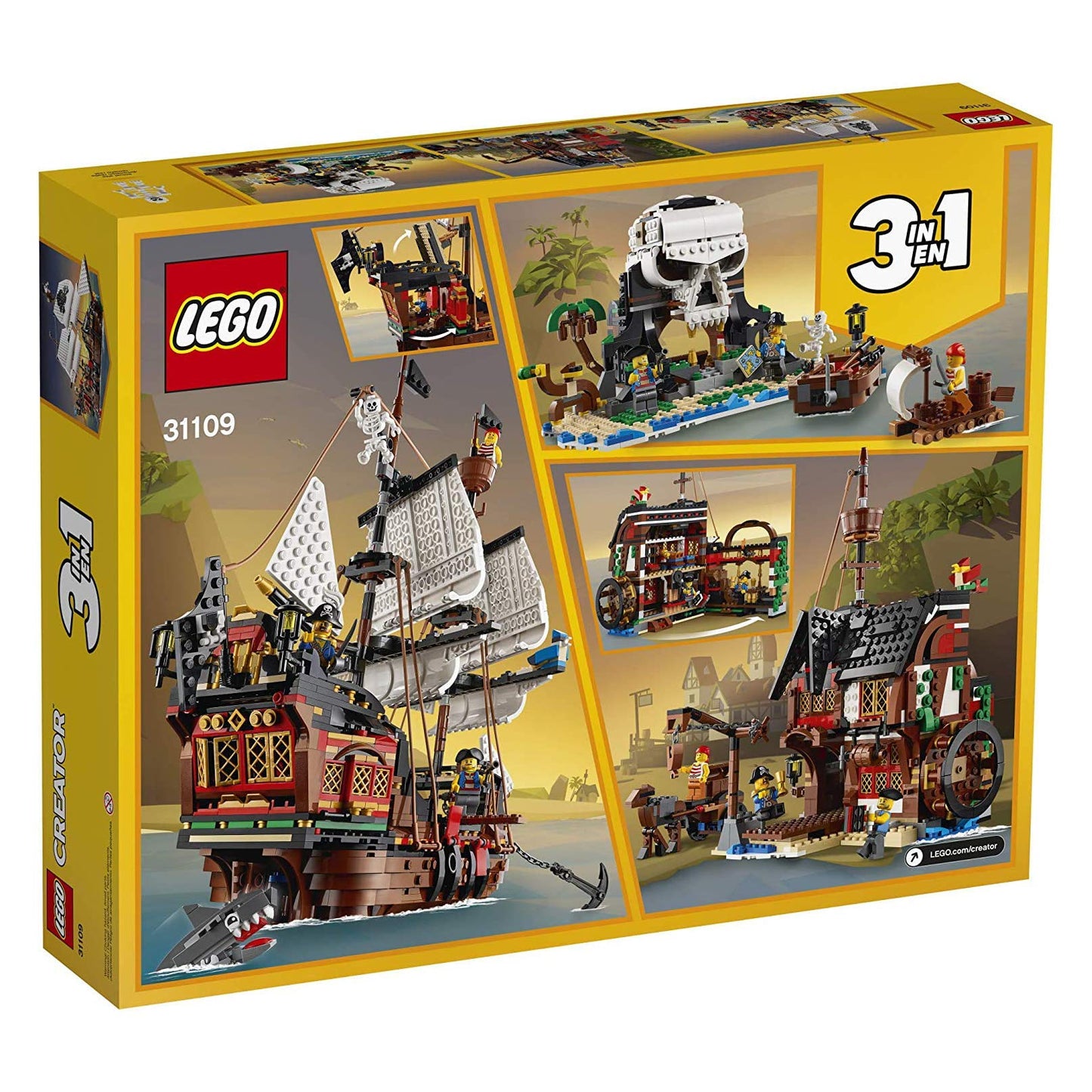 LEGO Creator 3 in 1 Pirate Ship Building Set (31109) – 3 Models in 1