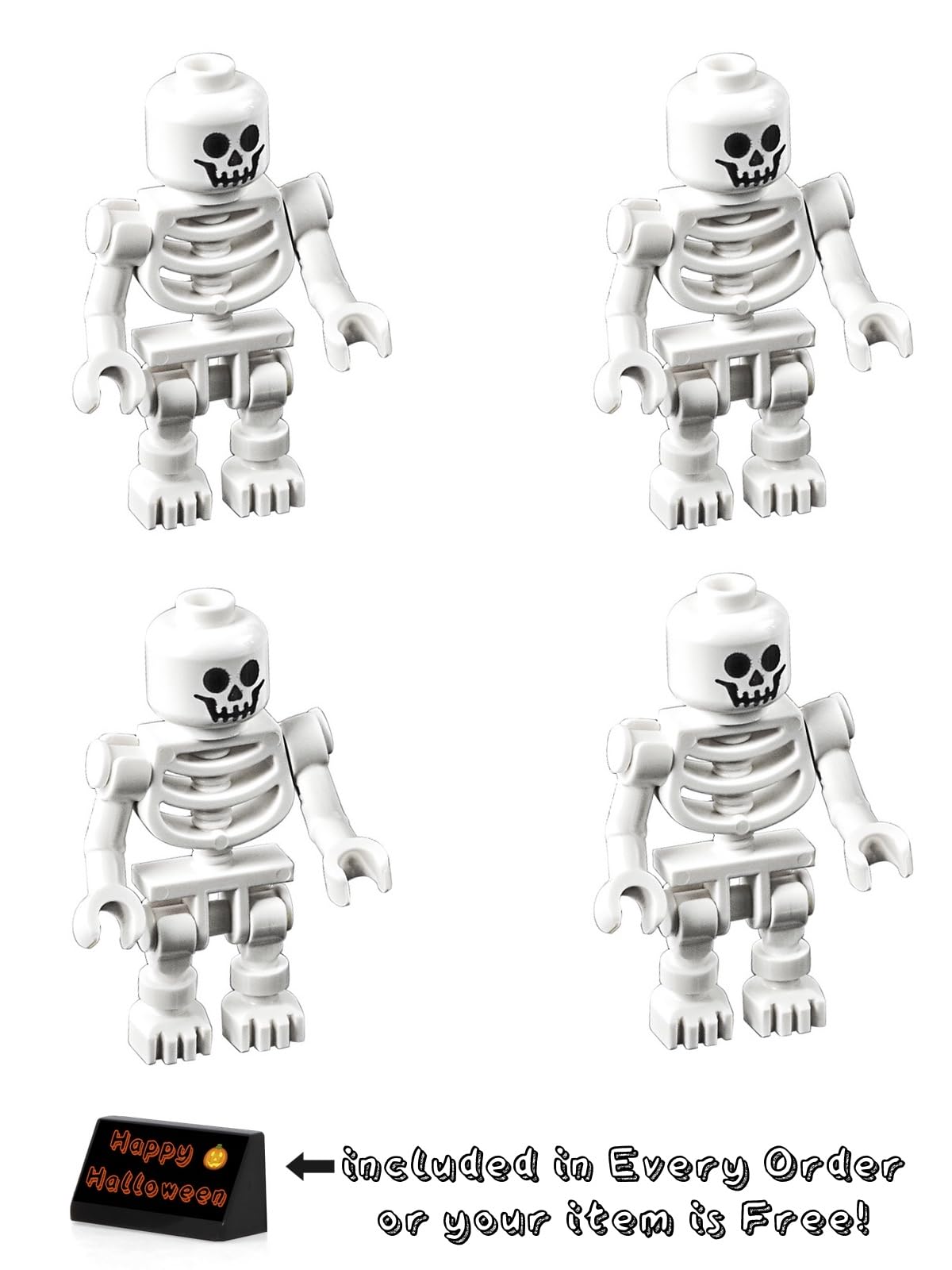 LEGO Pirates of The Caribbean Skeletons (4 Pack) with Halloween Stand – Authentic Minifigures