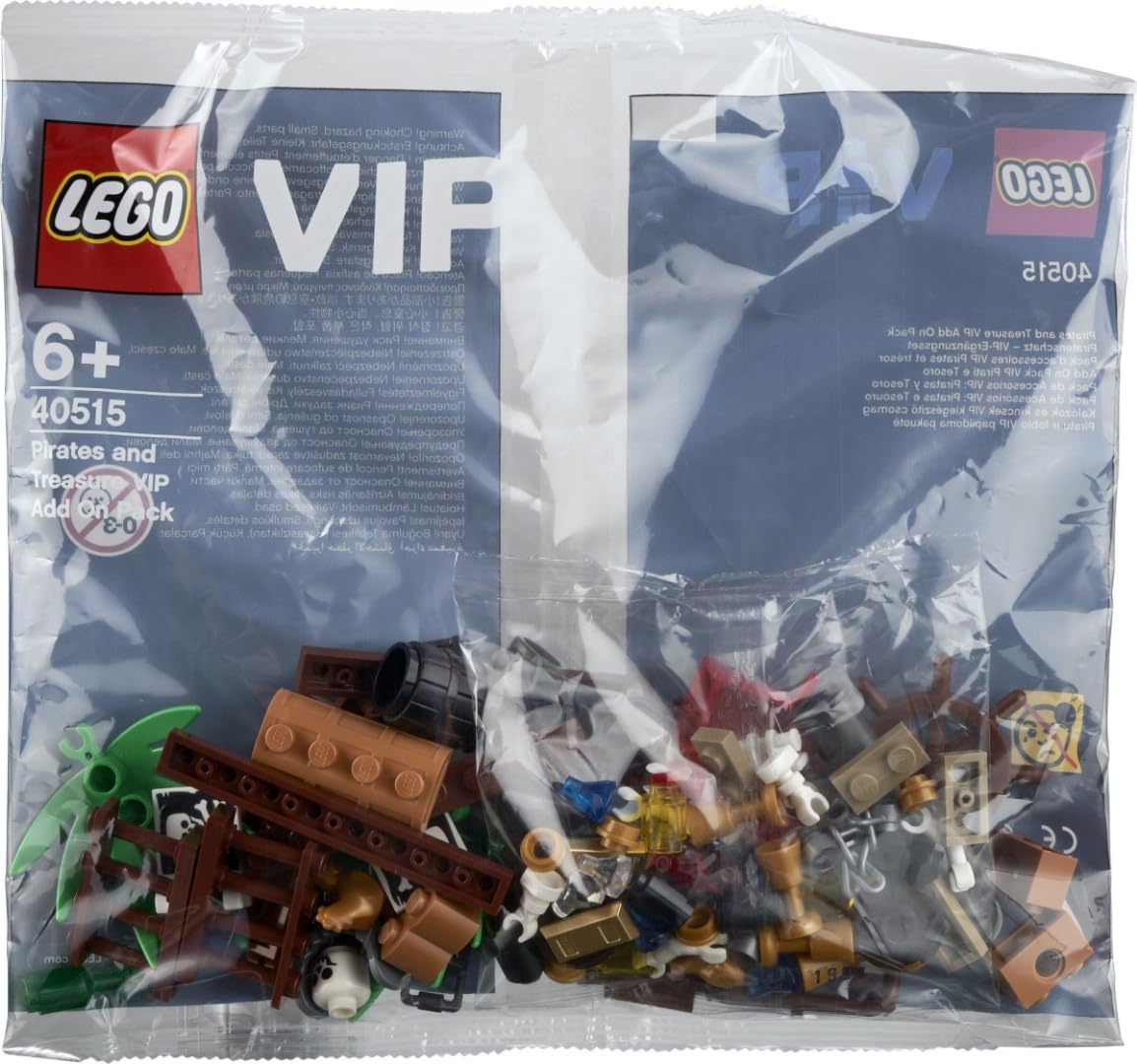 LEGO Pirates and Treasure VIP Add-On Pack 40515 – 103 Pieces (Shark, Skeletons, Treasure Chest) | Ages 6+
