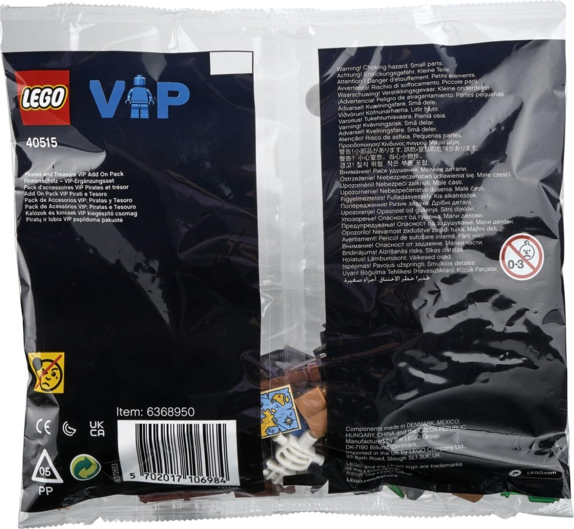 LEGO Pirates and Treasure VIP Add-On Pack 40515 – 103 Pieces (Shark, Skeletons, Treasure Chest) | Ages 6+