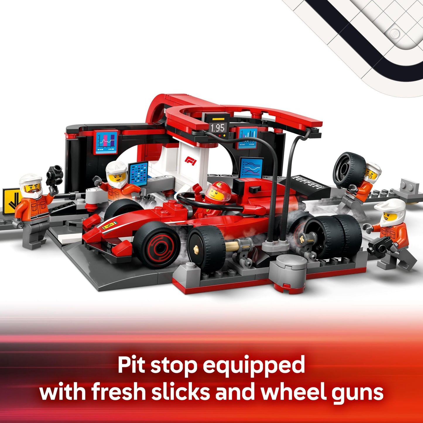LEGO City F1 Pit Stop & Pit Crew with Ferrari Car - 60443 | Race Toy for Kids 6+
