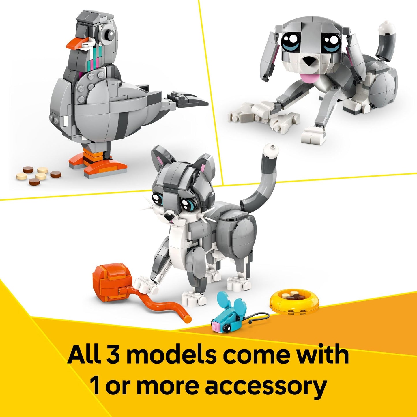 LEGO Creator 3 in 1 Playful Cat Toy 31163 – Build Cat, Dog, or Pigeon (Ages 8+)