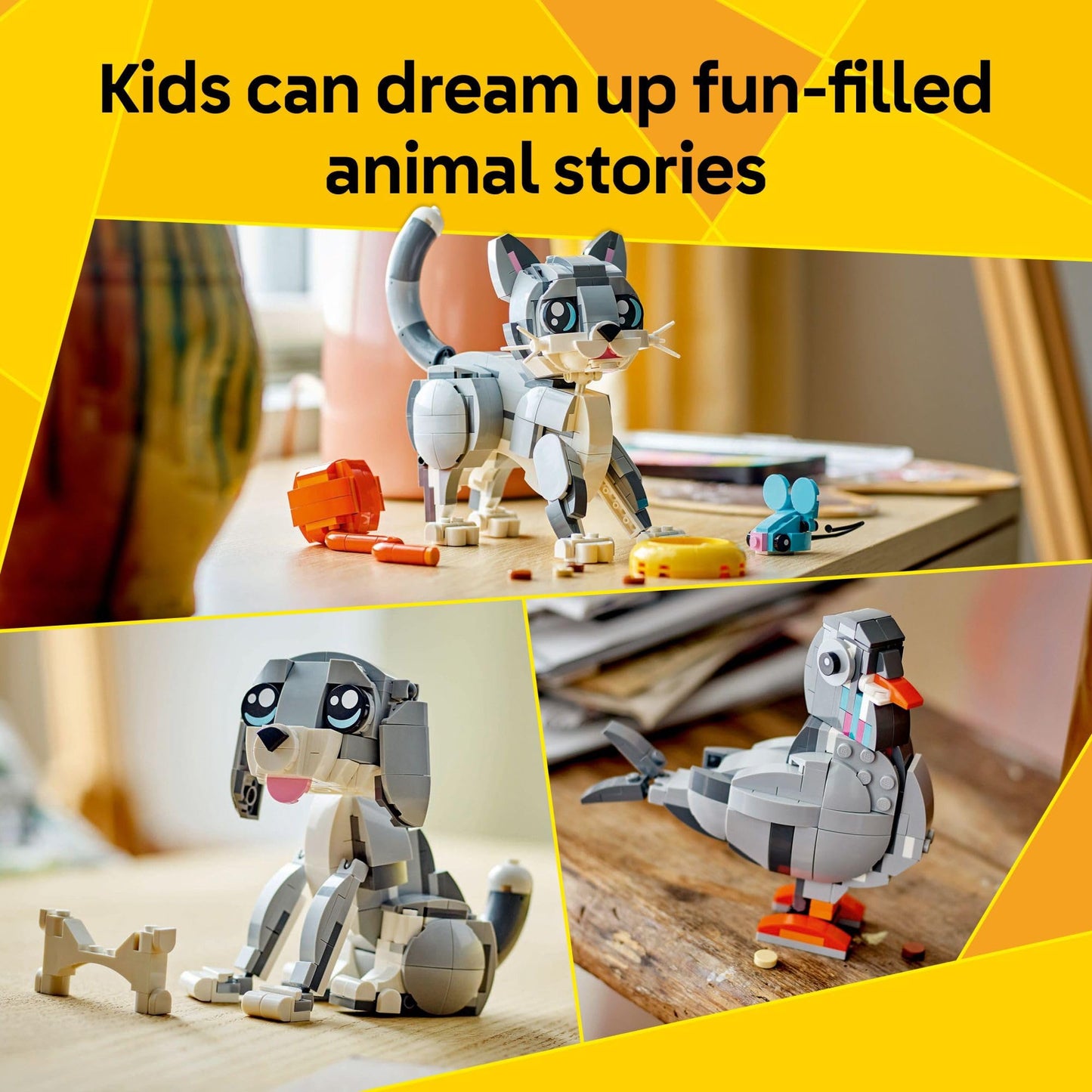 LEGO Creator 3 in 1 Playful Cat Toy 31163 – Build Cat, Dog, or Pigeon (Ages 8+)