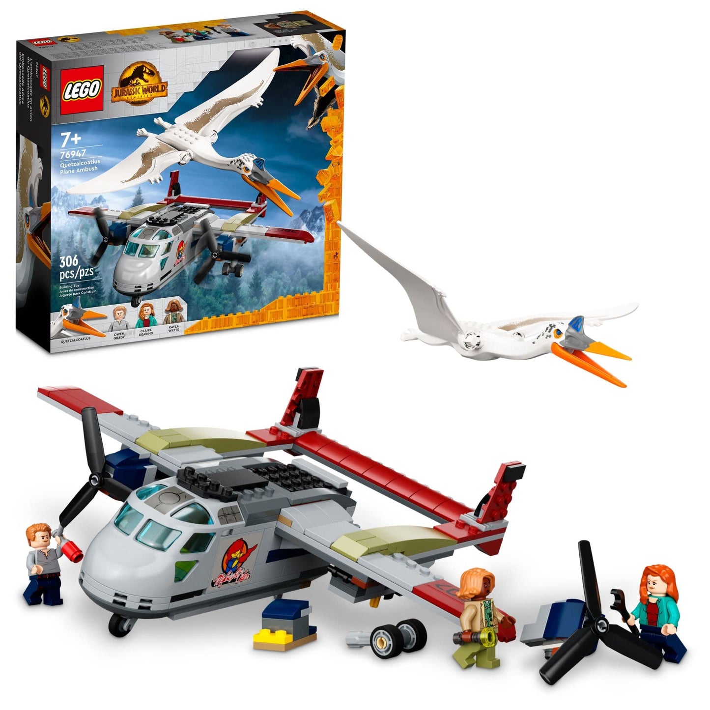 LEGO Jurassic World Quetzalcoatlus Plane Ambush Set 76947 – Dinosaur Toy Figure & Airplane Model