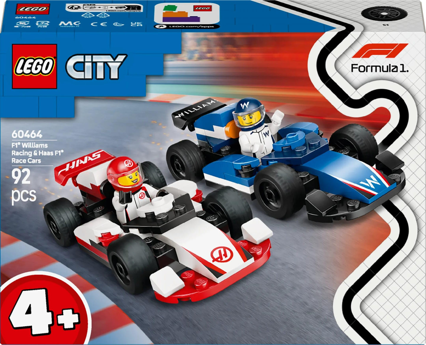 LEGO City 60464 F1 Williams Racing & Haas F1 Race Car Combo | Educational Building Set for Kids 4+