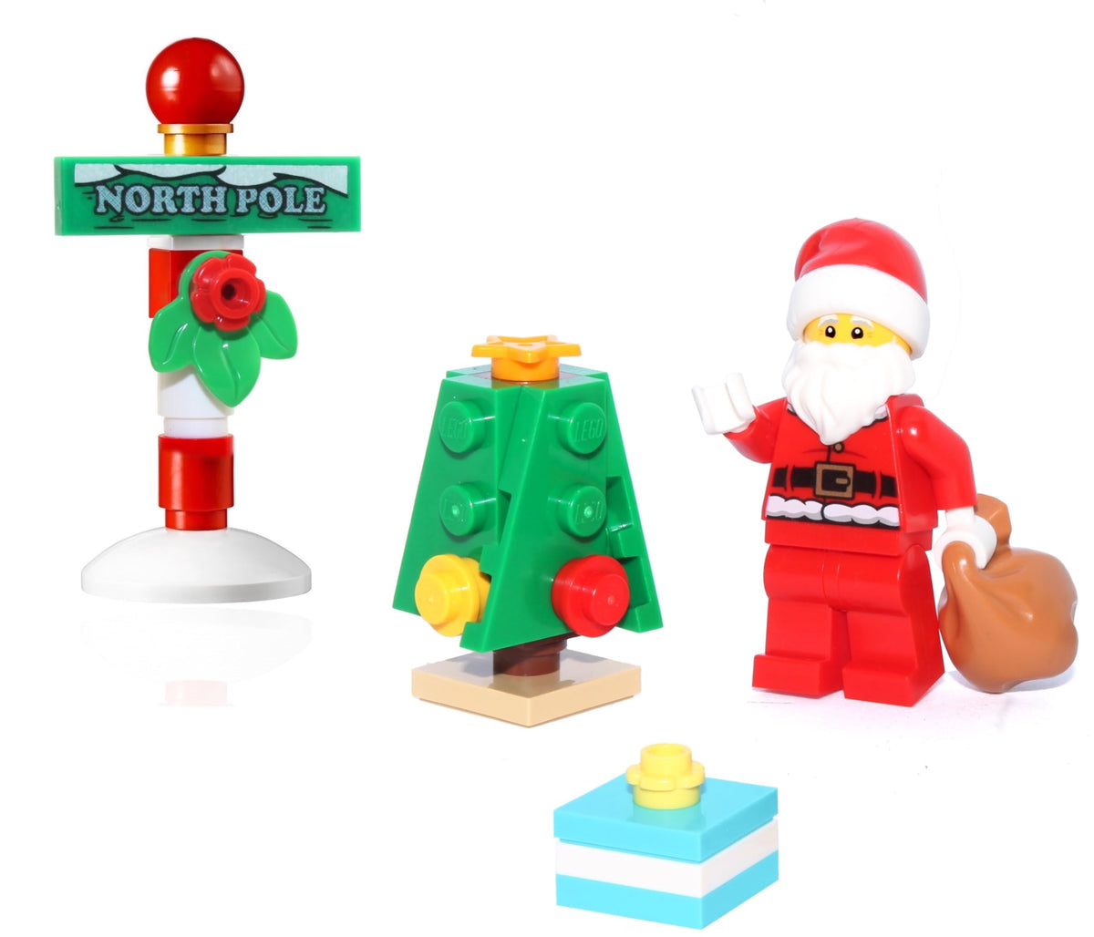 LEGO Santa Claus Minifigure with North Pole Stand and Christmas Tree