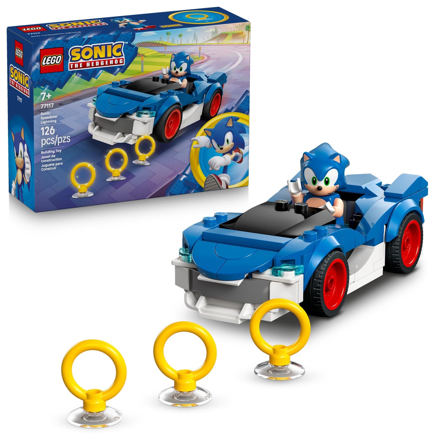 LEGO Sonic the Hedgehog Speedster Lightning Race Car (77117) | Build & Play Set