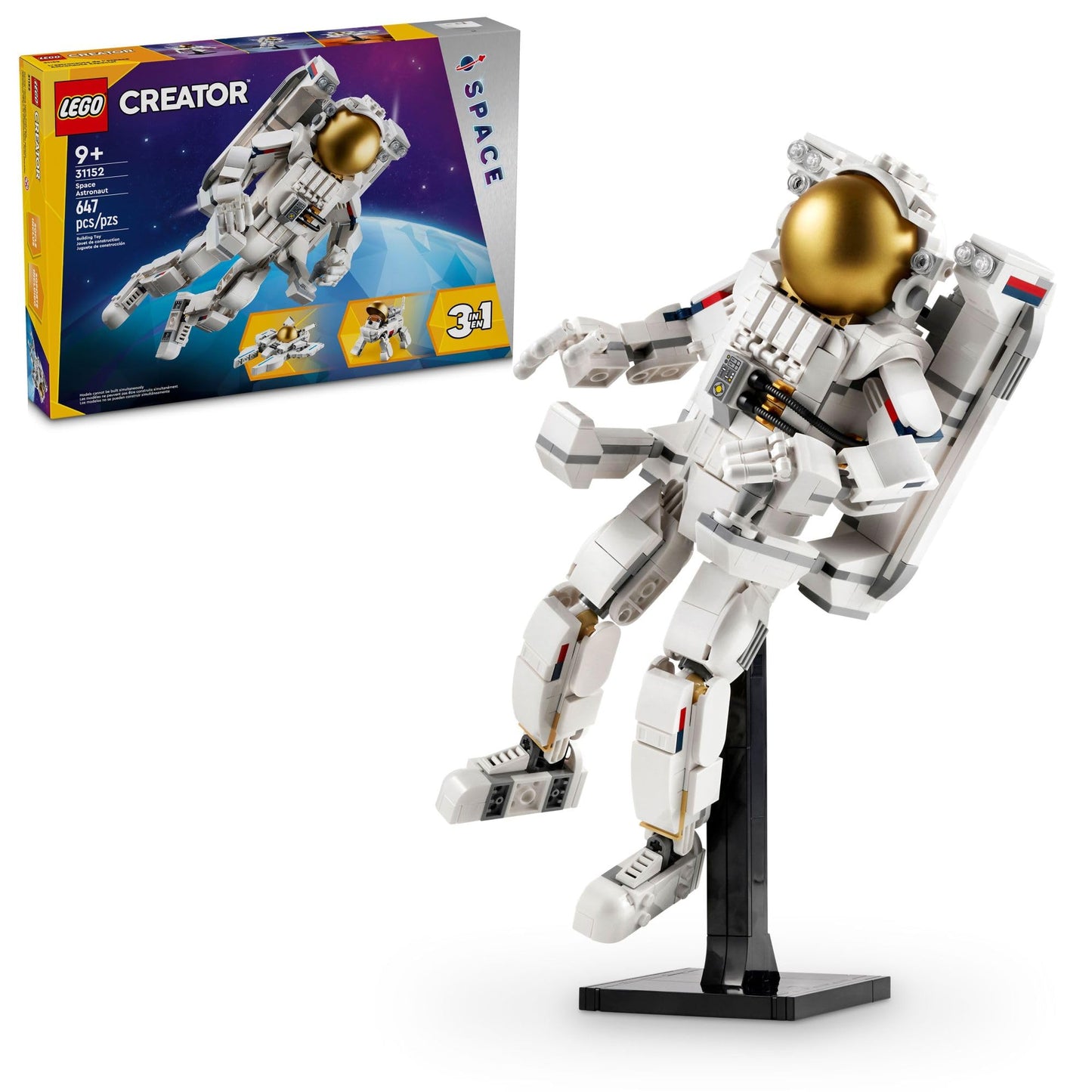 LEGO Creator 3-in-1 Space Astronaut Toy 31152 – Astronaut, Dog & Jet Set for Kids 9+