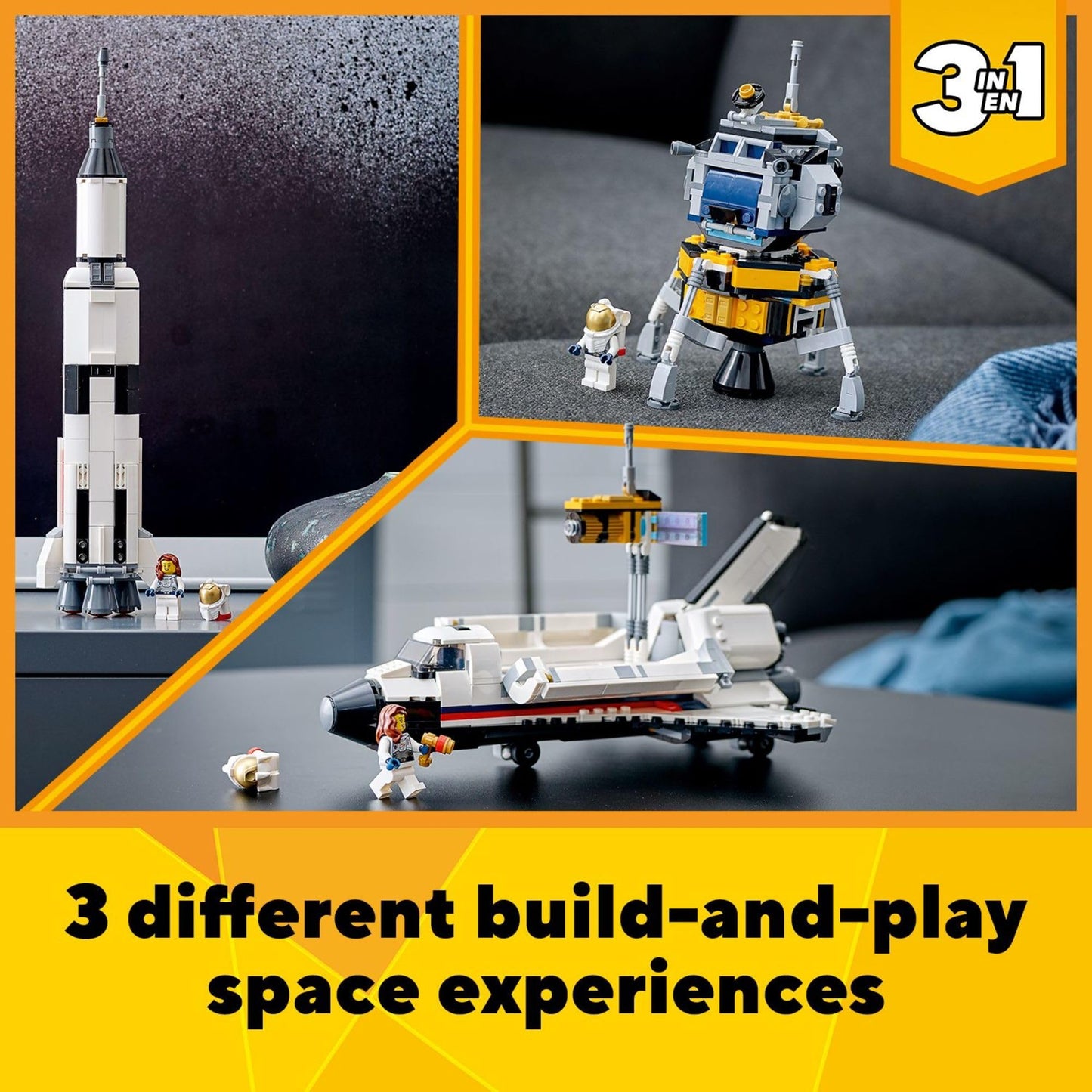 LEGO Creator 3in1 Space Shuttle Adventure 31117 – 486 Pieces, 3 Build Modes