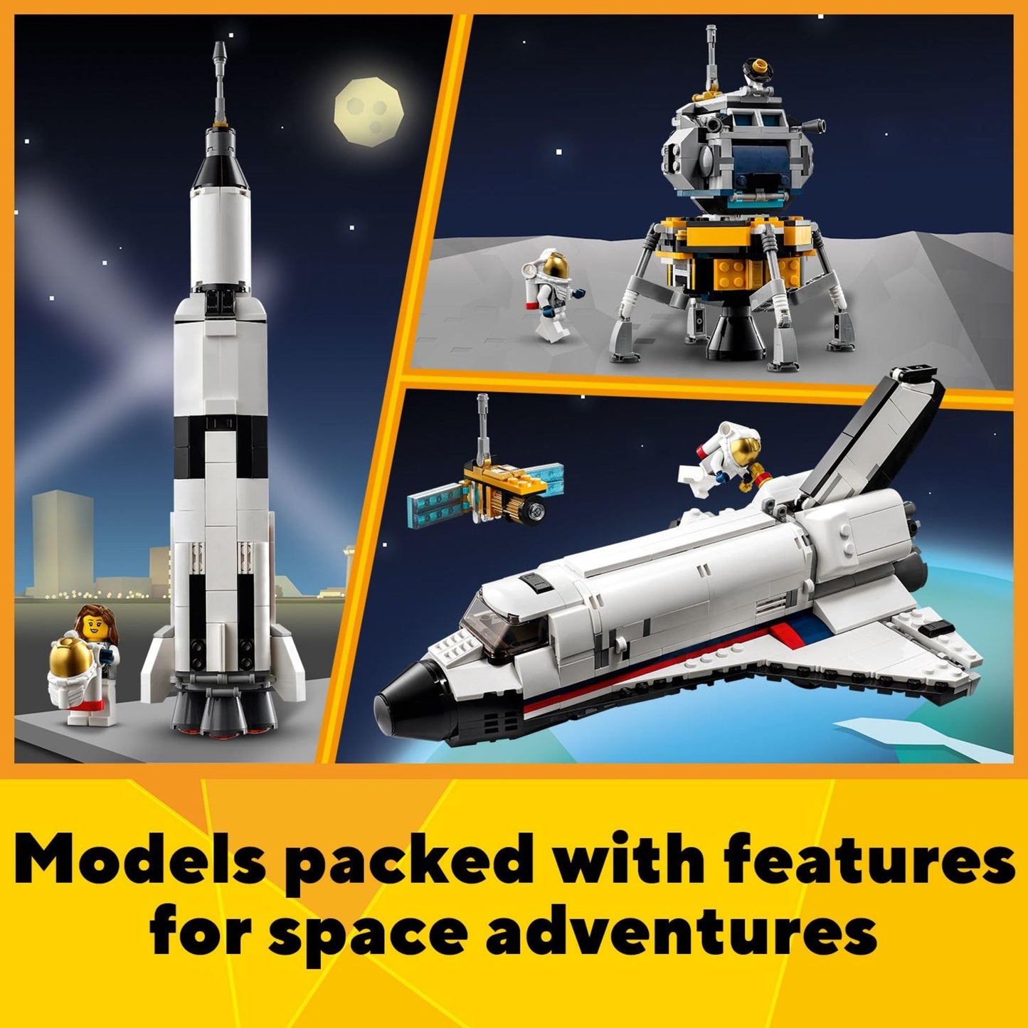 LEGO Creator 3in1 Space Shuttle Adventure 31117 – 486 Pieces, 3 Build Modes