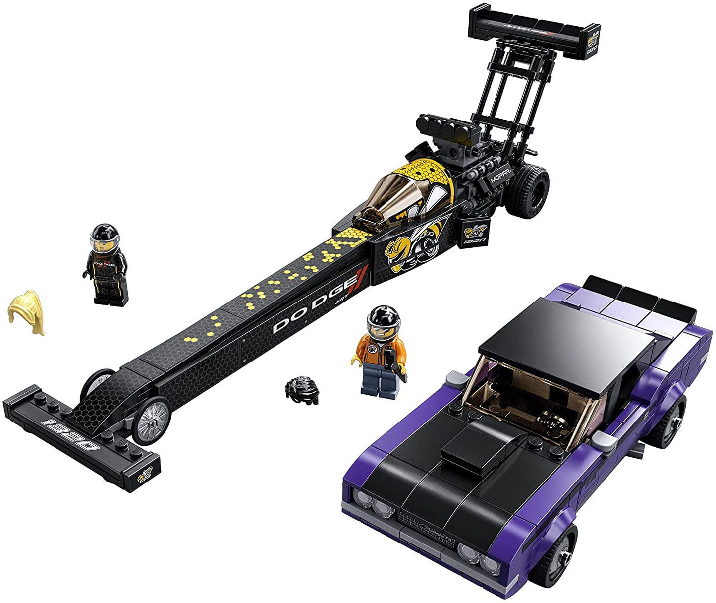 LEGO Speed Champions Mopar Dodge//SRT Top Fuel Dragster & 1970 Dodge Challenger T/A – 76904 Building Toy Set (627 Pieces)