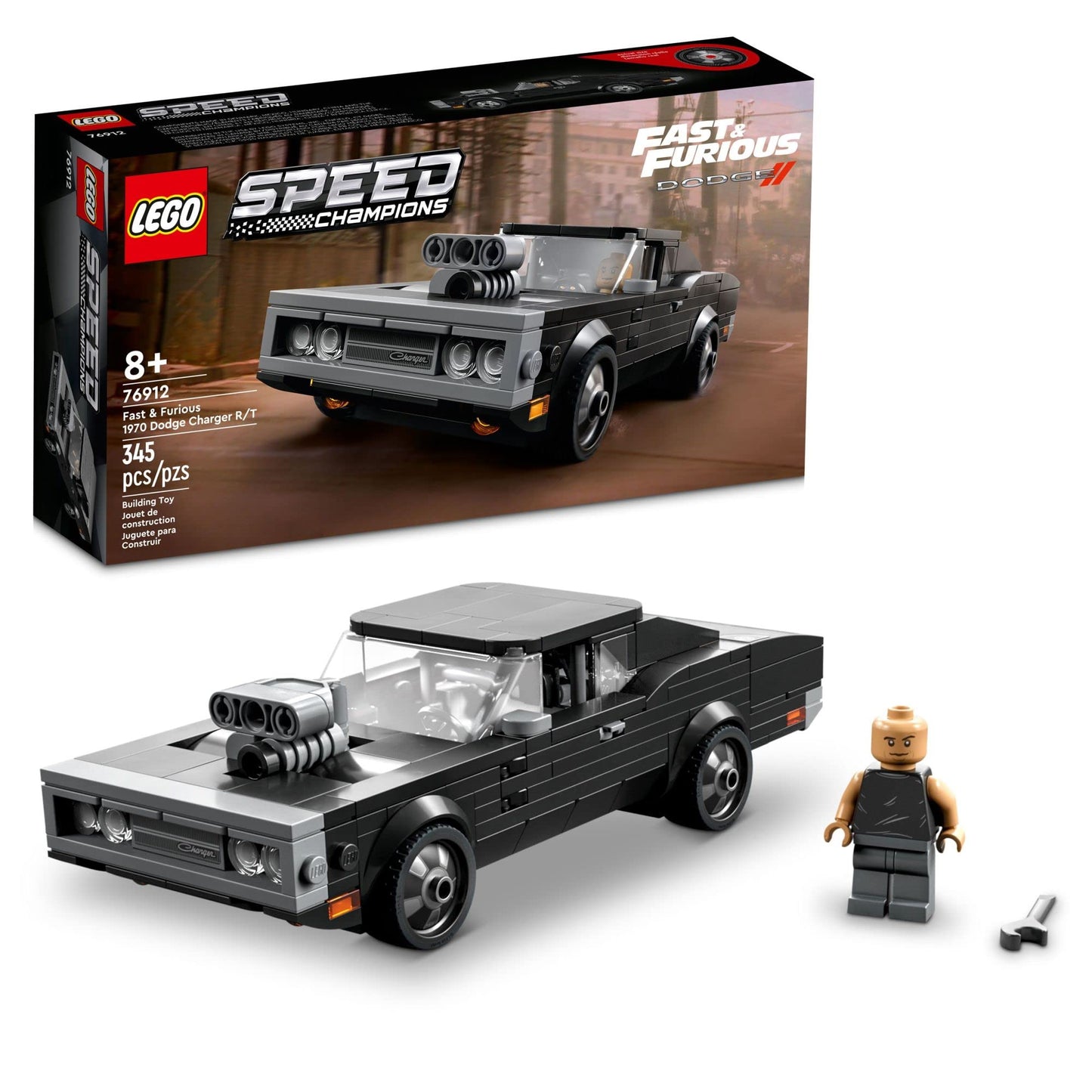 LEGO Speed Champions Fast & Furious 1970 Dodge Charger R/T 76912 – Collectible Muscle Car Kit with Dominic Toretto Minifigure