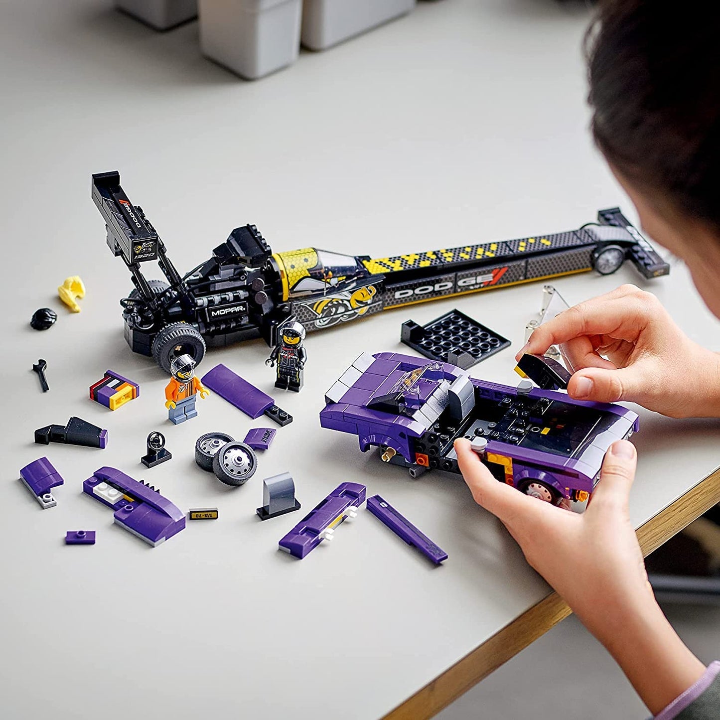 LEGO Speed Champions Mopar Dodge//SRT Top Fuel Dragster & 1970 Dodge Challenger T/A – 76904 Building Toy Set (627 Pieces)