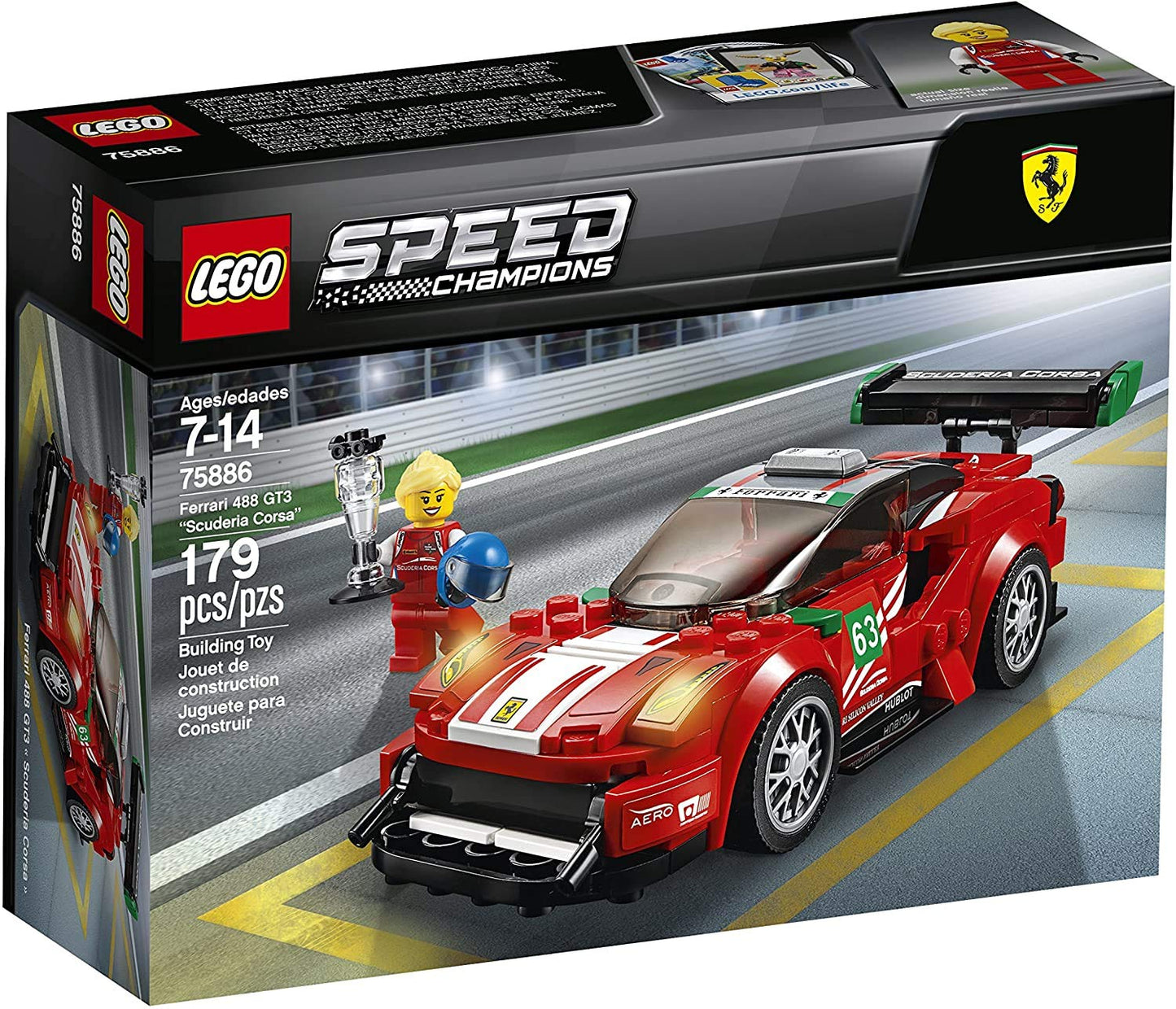 LEGO Speed Champions Ferrari 488 GT3 Scuderia Corsa 75886 – 179-Piece Building Kit