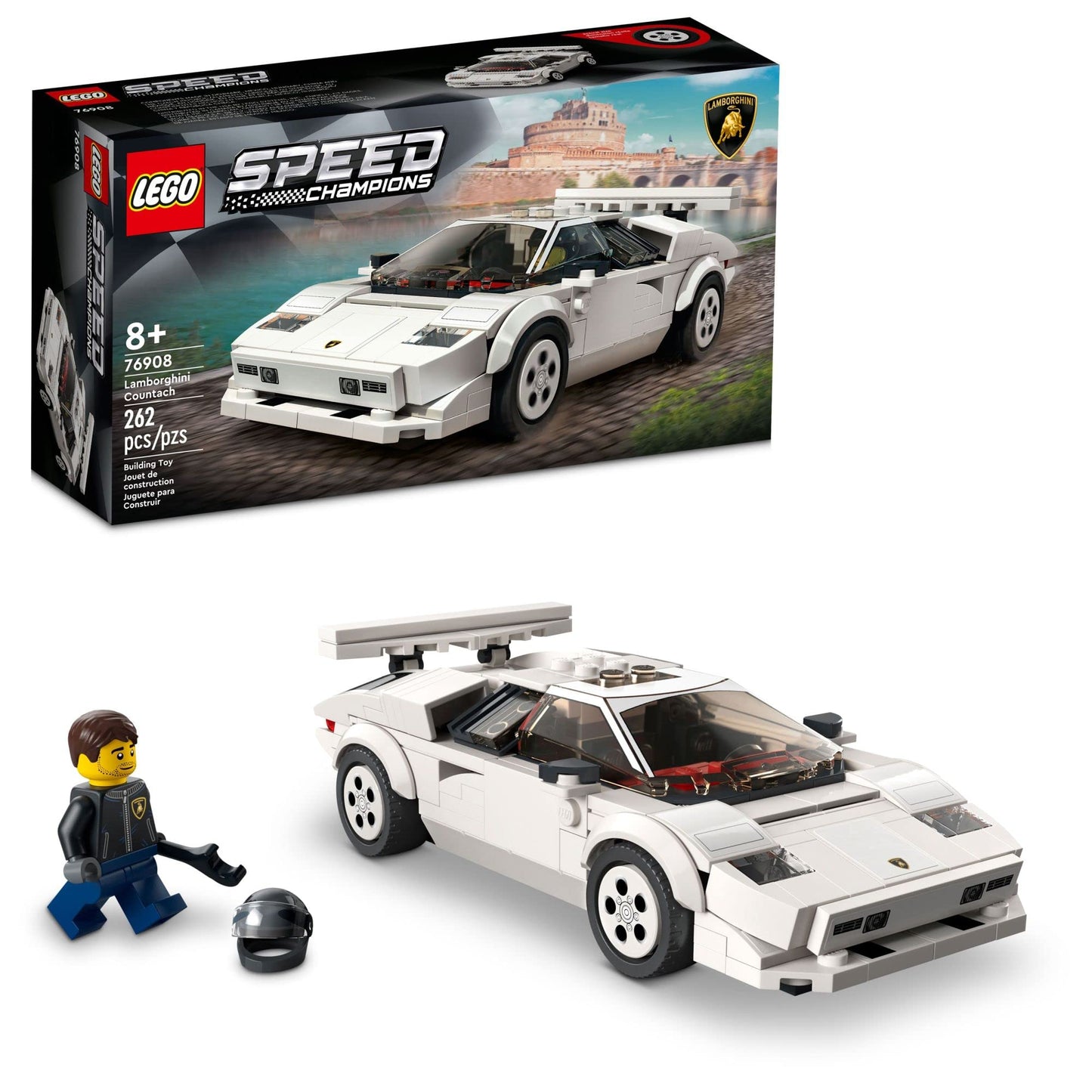 LEGO Speed Champions Lamborghini Countach 76908 – Race Car Model with Minifigure