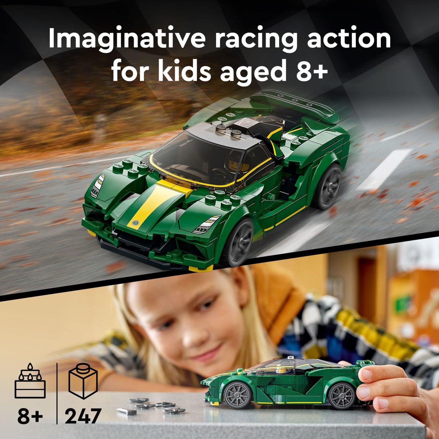 LEGO Speed Champions Lotus Evija 76907 – Collectible Race Car Toy with Minifigure