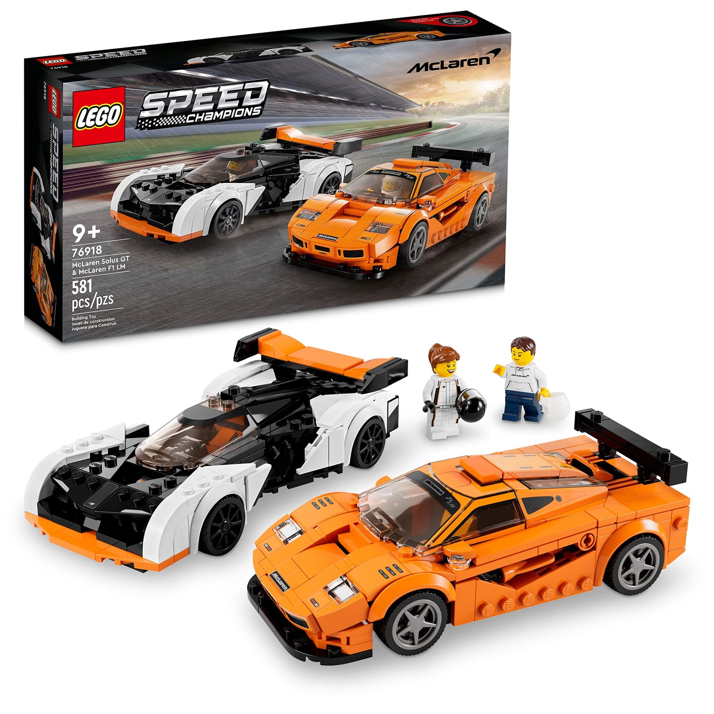LEGO Speed Champions McLaren Solus GT & McLaren F1 LM 76918 — Double-Pack Race Car Model Set (Ages 9+)
