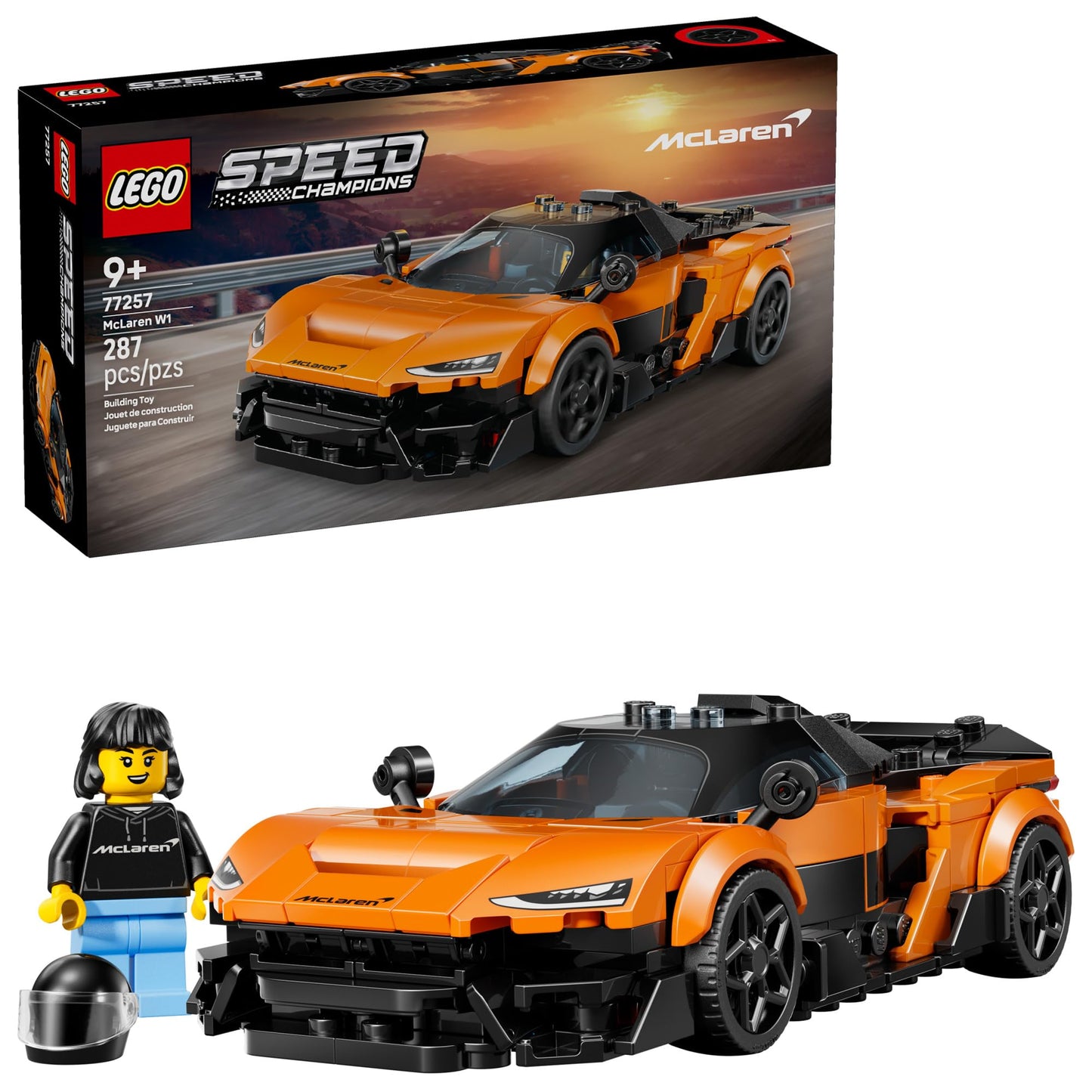 LEGO Speed Champions McLaren W1 Race Car Toy 77257 | Build, Display & Race – 287 Pieces (Ages 9+)