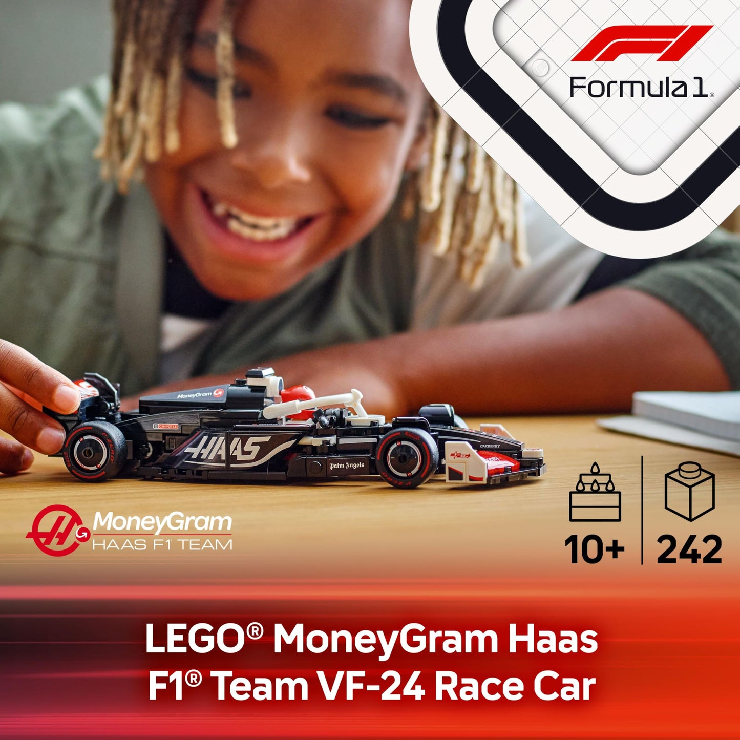 LEGO Speed Champions MoneyGram Haas F1 Team VF-24 Race Car (77250) – 242-Piece Building Set
